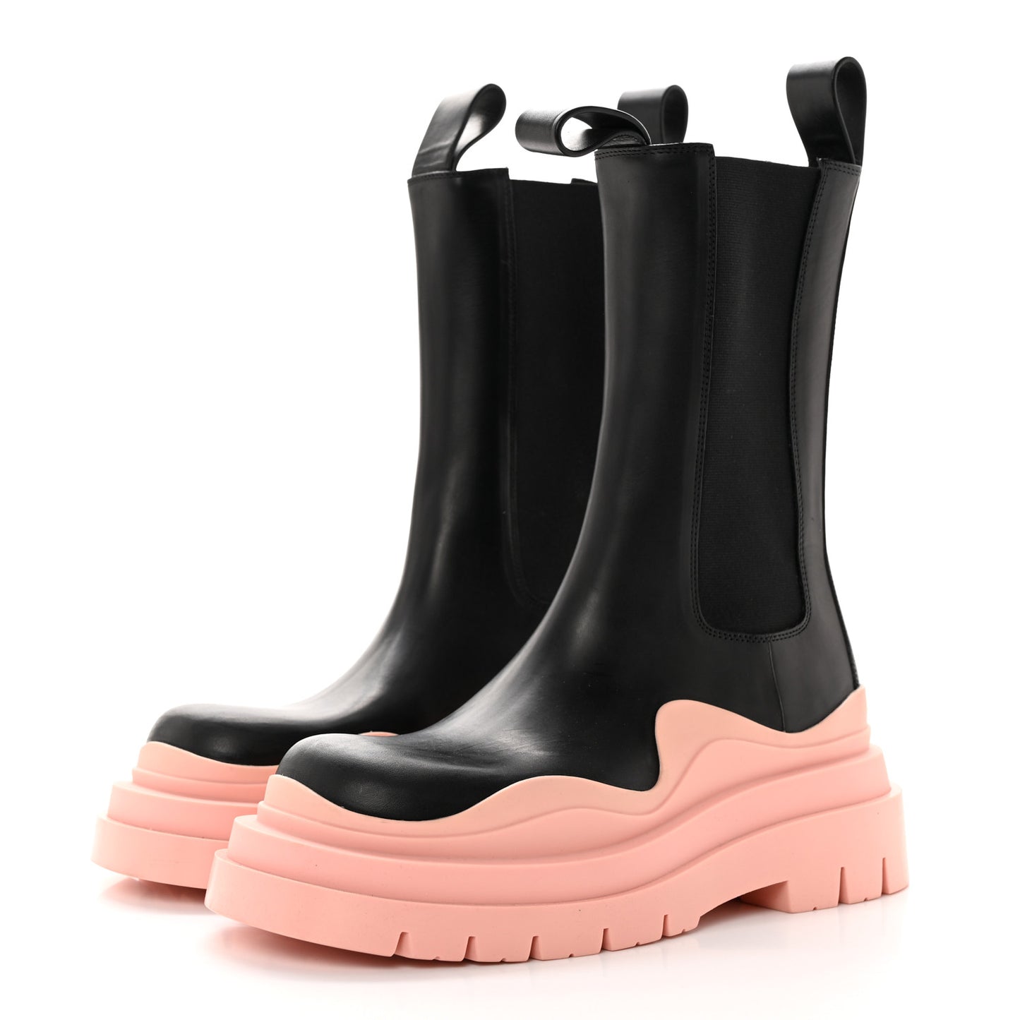 Calfskin The Tire Chelsea Boots 35.5 Black Peachy
