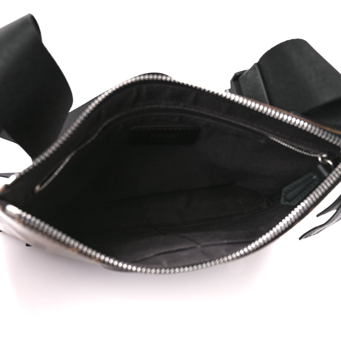 Glazed Fabric Vitello Century FF 1974 Stamp Patch Messenger Bag Mogano Panna Black
