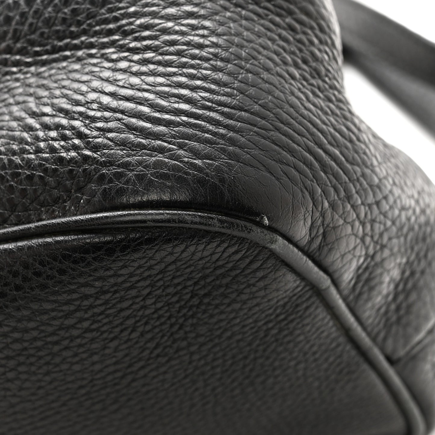 Pebbled Calfskin Small Soho Disco Bag Black