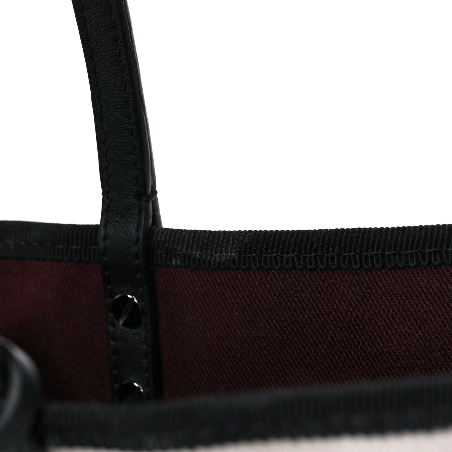 Canvas Calfskin Let's Demonstrate Small Tote White Black