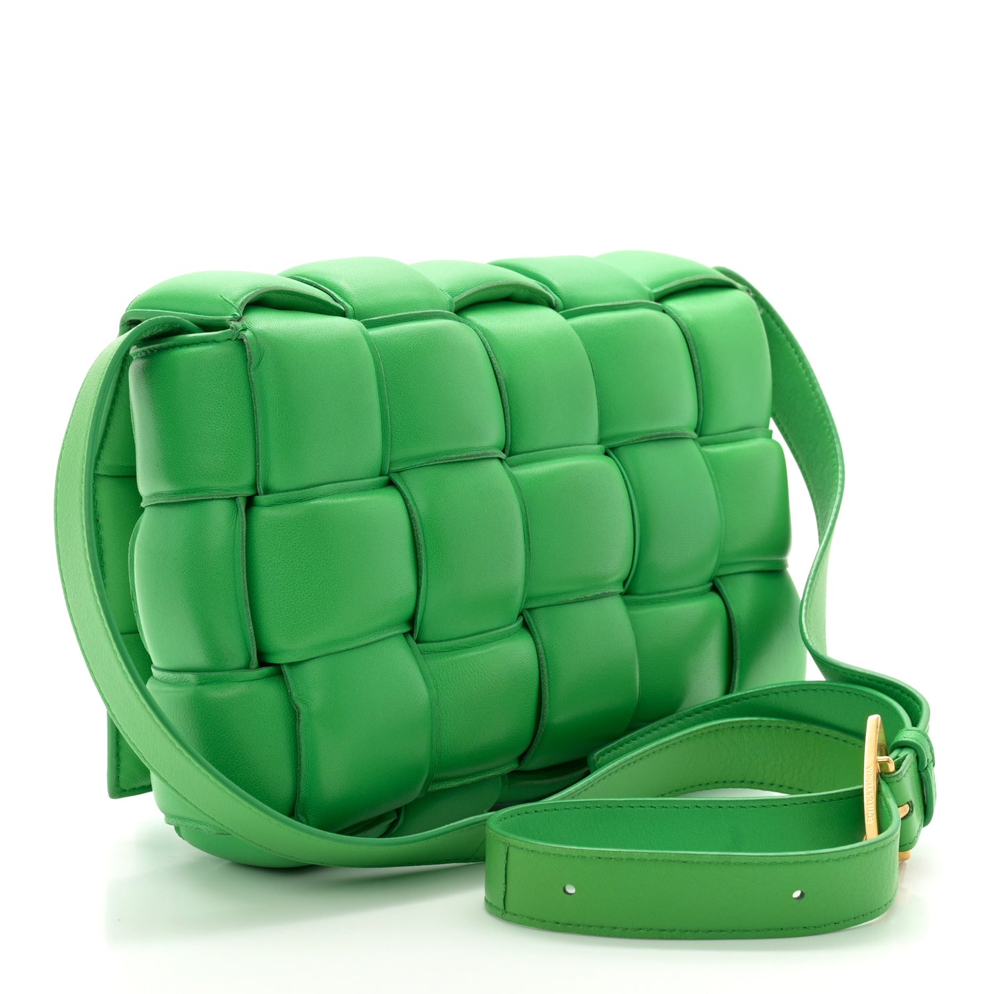 Nappa Maxi Intreccio Padded Cassette Crossbody Bag Parakeet