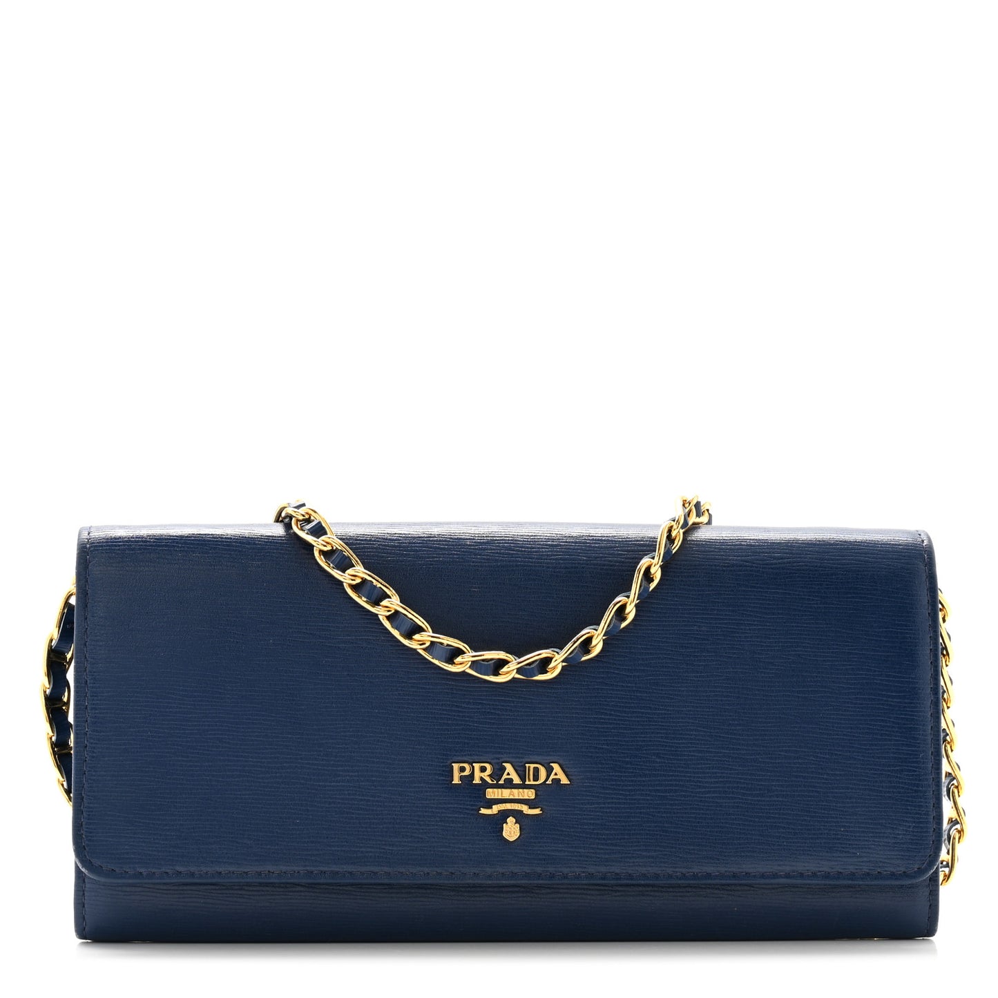 Vitello Move Metal Oro Chain Wallet Bluette