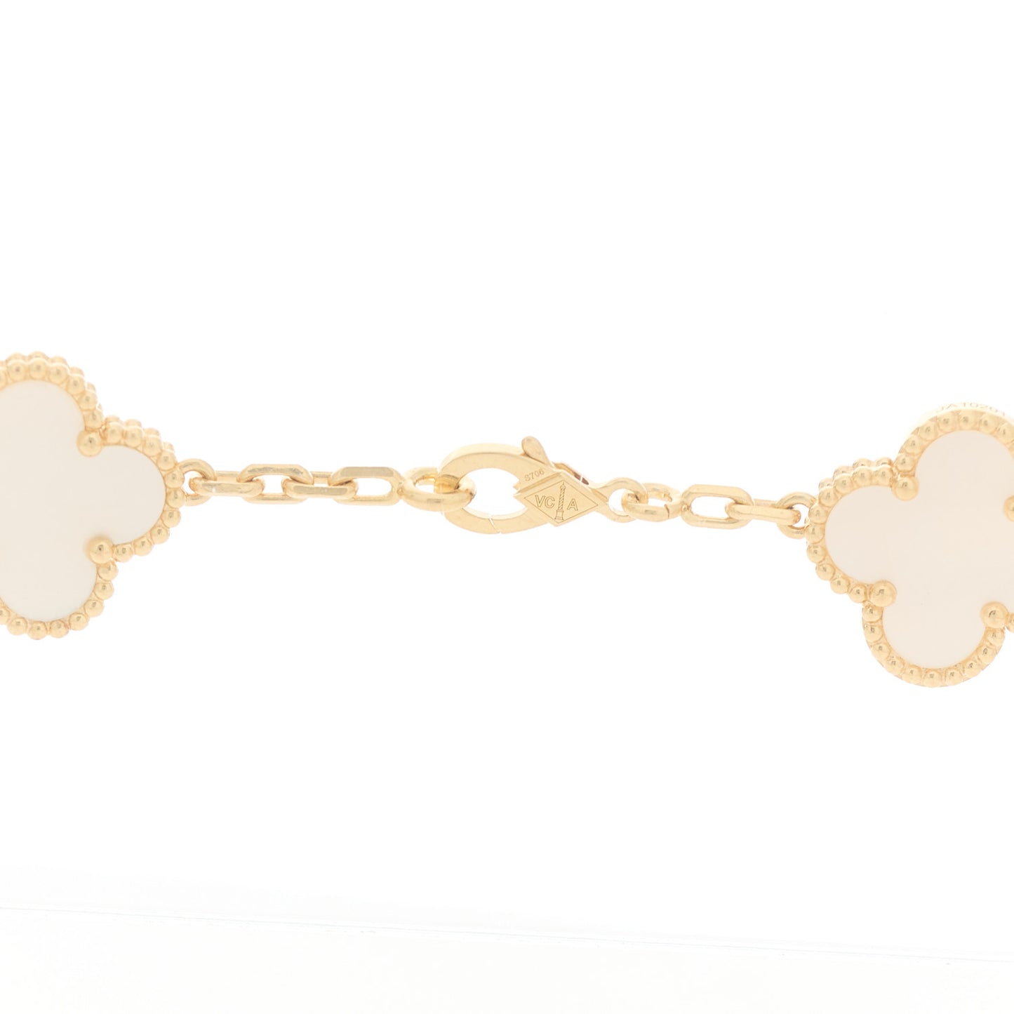 18K Yellow Gold Mother of Pearl 10 Motifs Vintage Alhambra Necklace