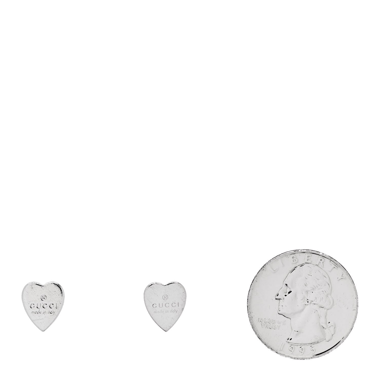 Gucci Sterling Silver Trademark Heart Stud Earrings 2 of 4