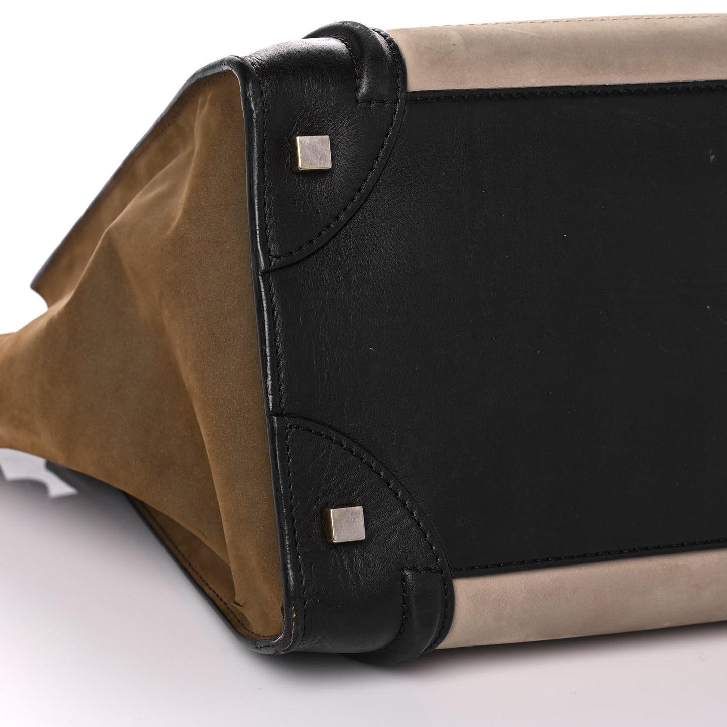 Satin Calfskin Suede Mini Tri-Color Luggage Seashell