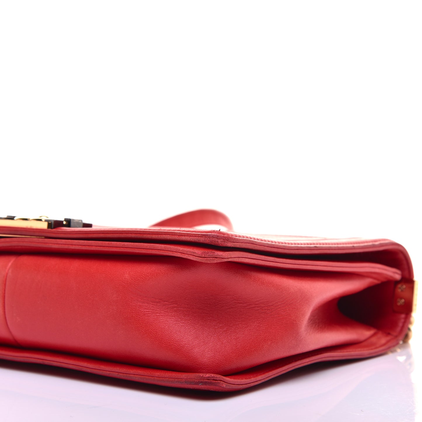 Lambskin Square Quilted Large Boy Cube Flap Red