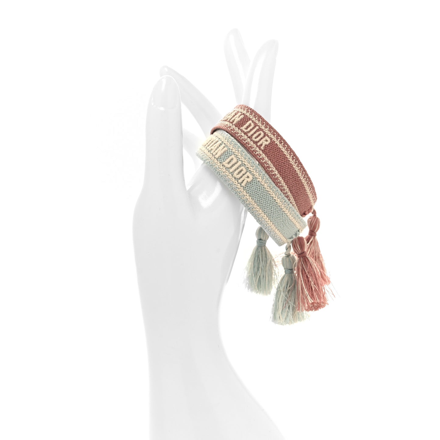 Woven Cotton J'Adior Friendship Bracelet Set Pink Blue