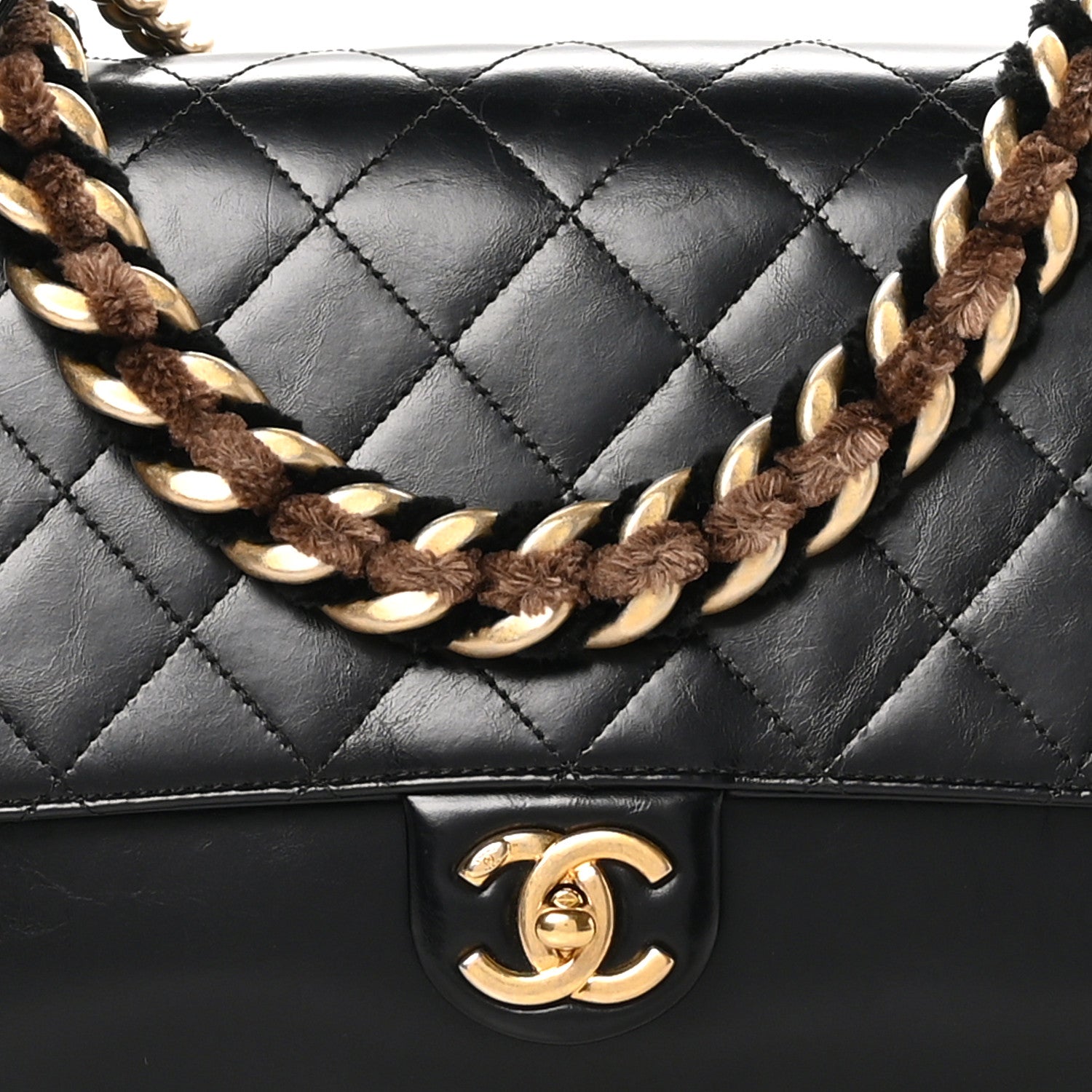 Chanel Aged Glazed Calfskin Quilted Straight Lined Flap Black 9 of 11