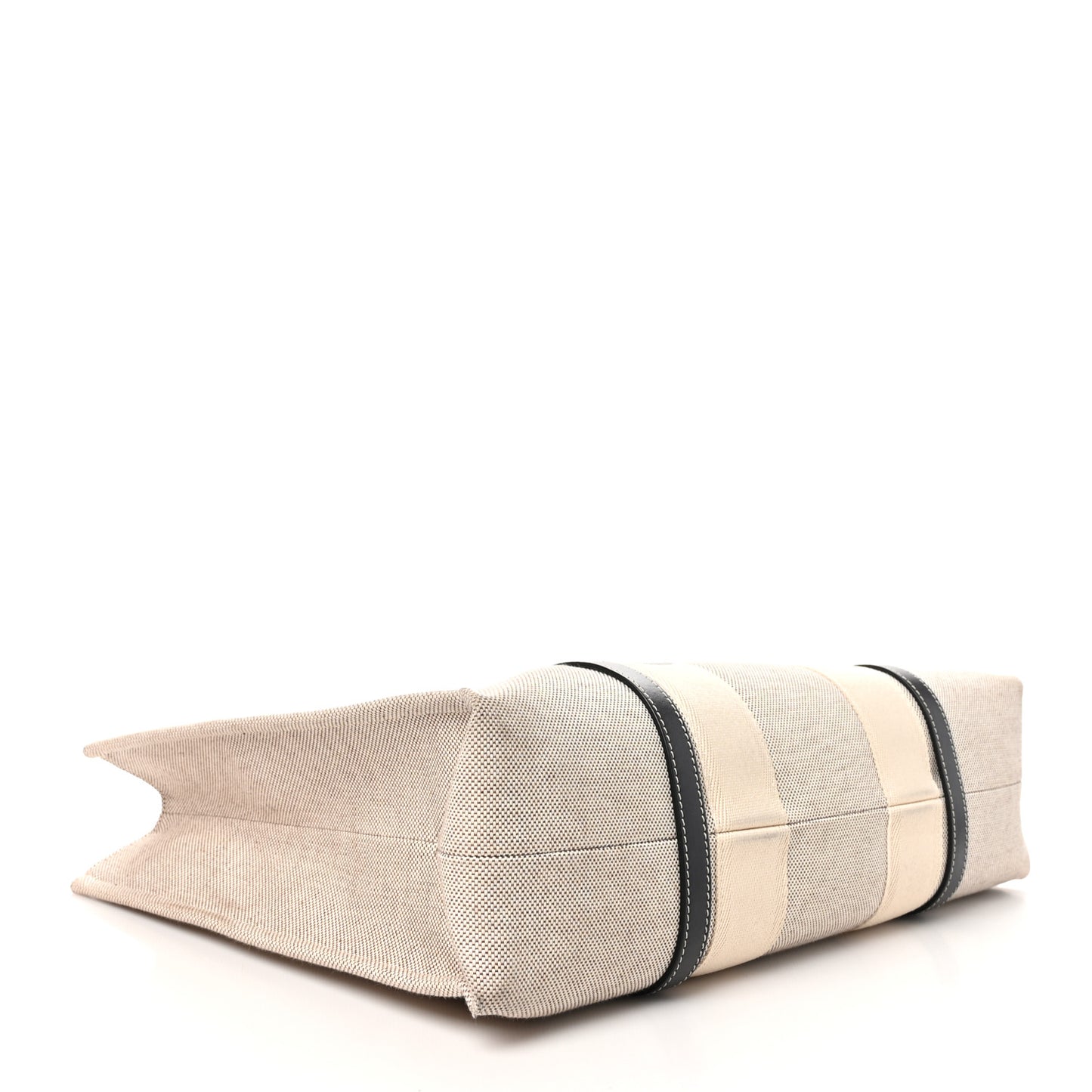 Cotton Calfskin Large Woody Ribbon Tote White Black