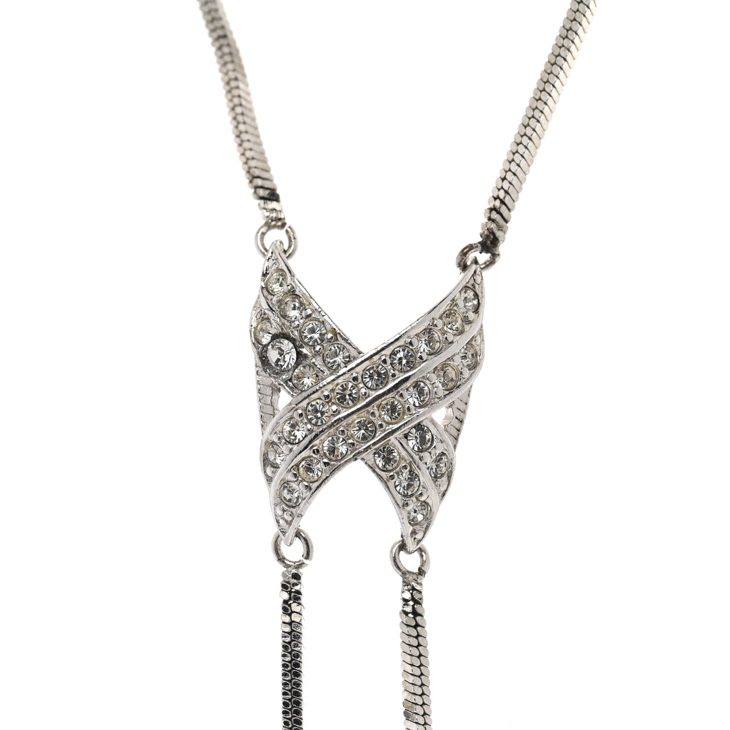 Metal CD Fringe Necklace Silver