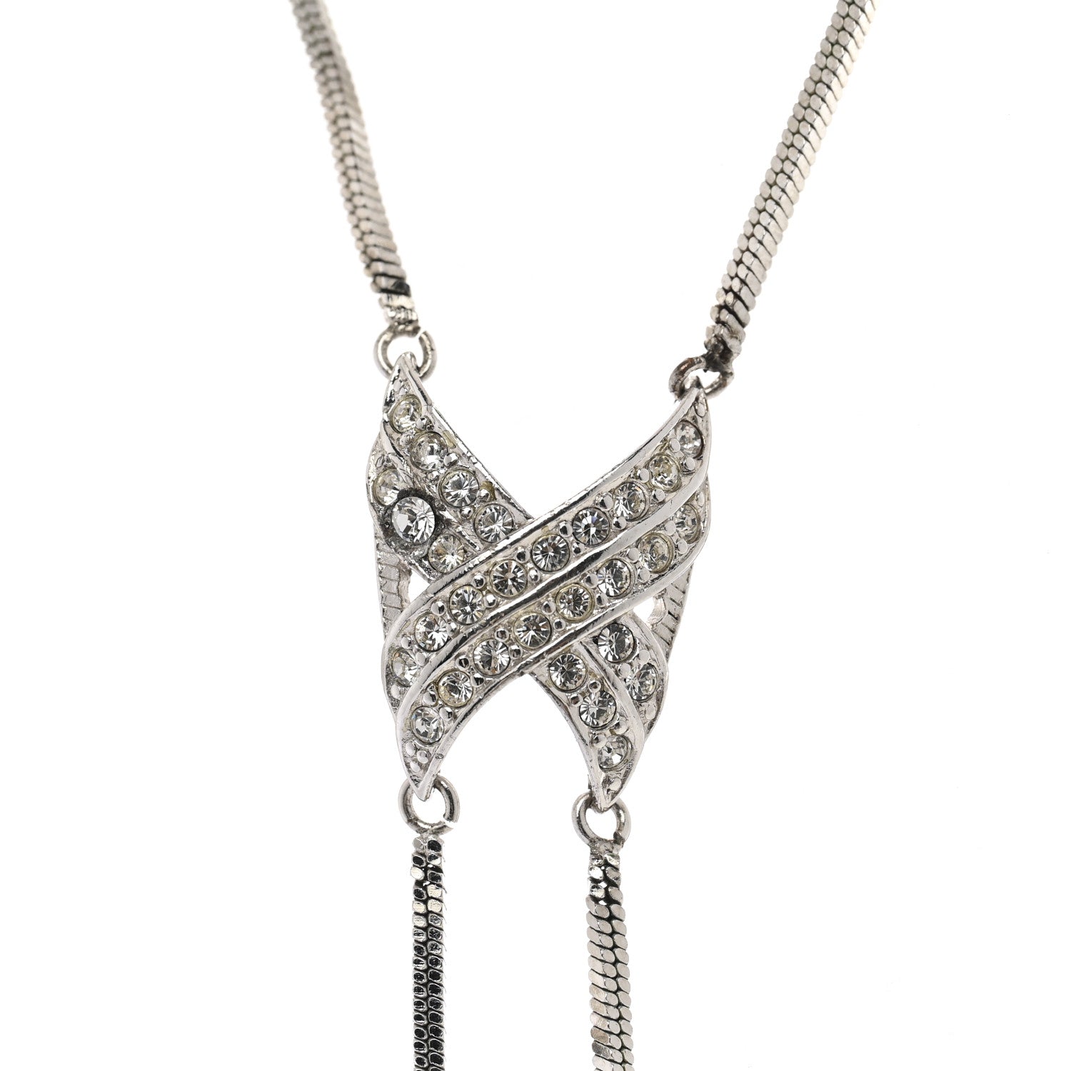 Christian Dior Metal CD Fringe Necklace Silver 7 of 7