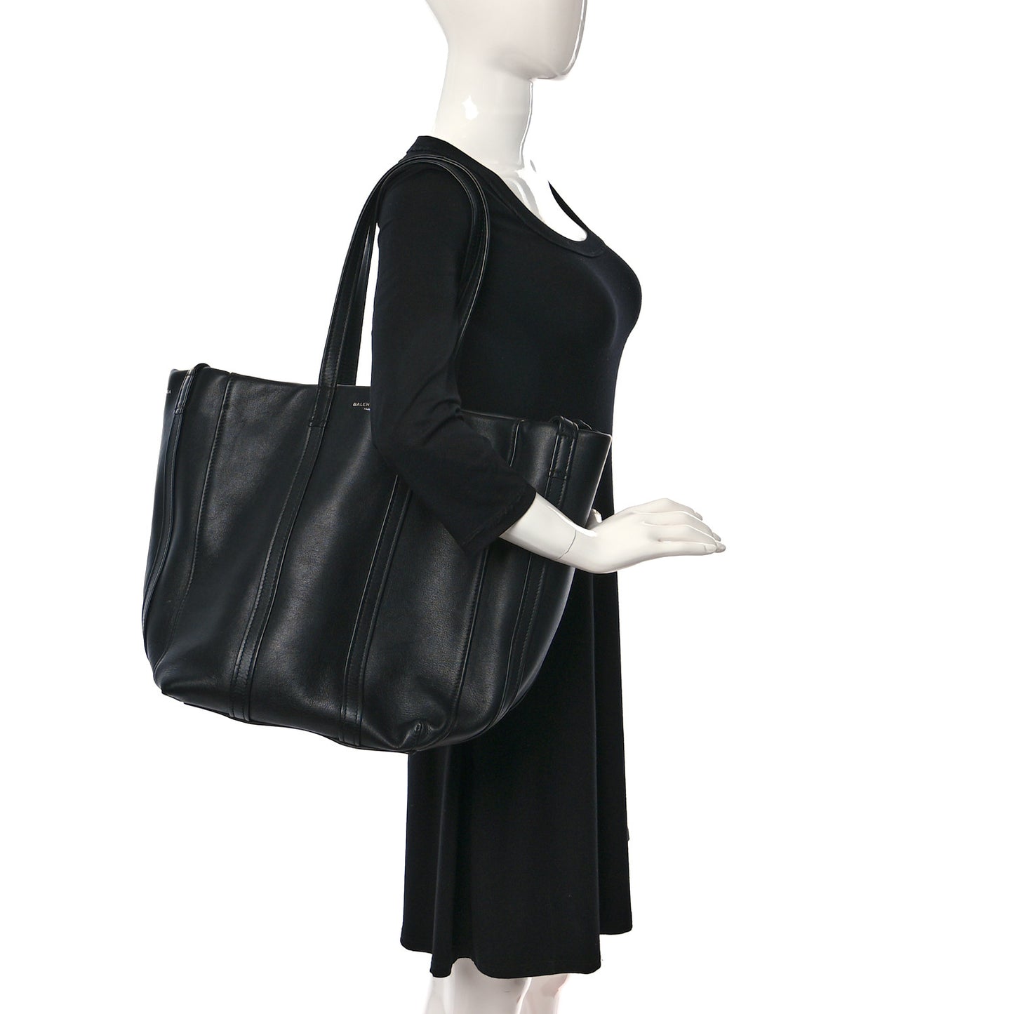 Calfskin Large Laundry Cabas Tote Black