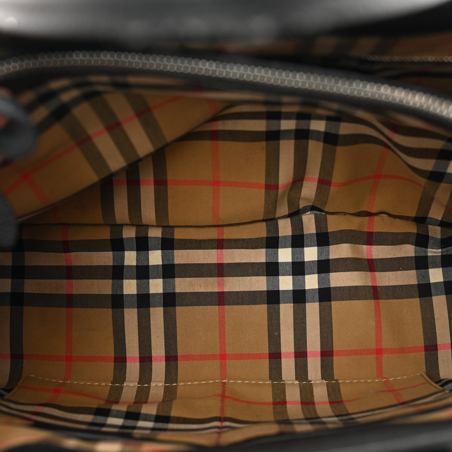 Derby Calfskin House Check Medium Banner Tote Black