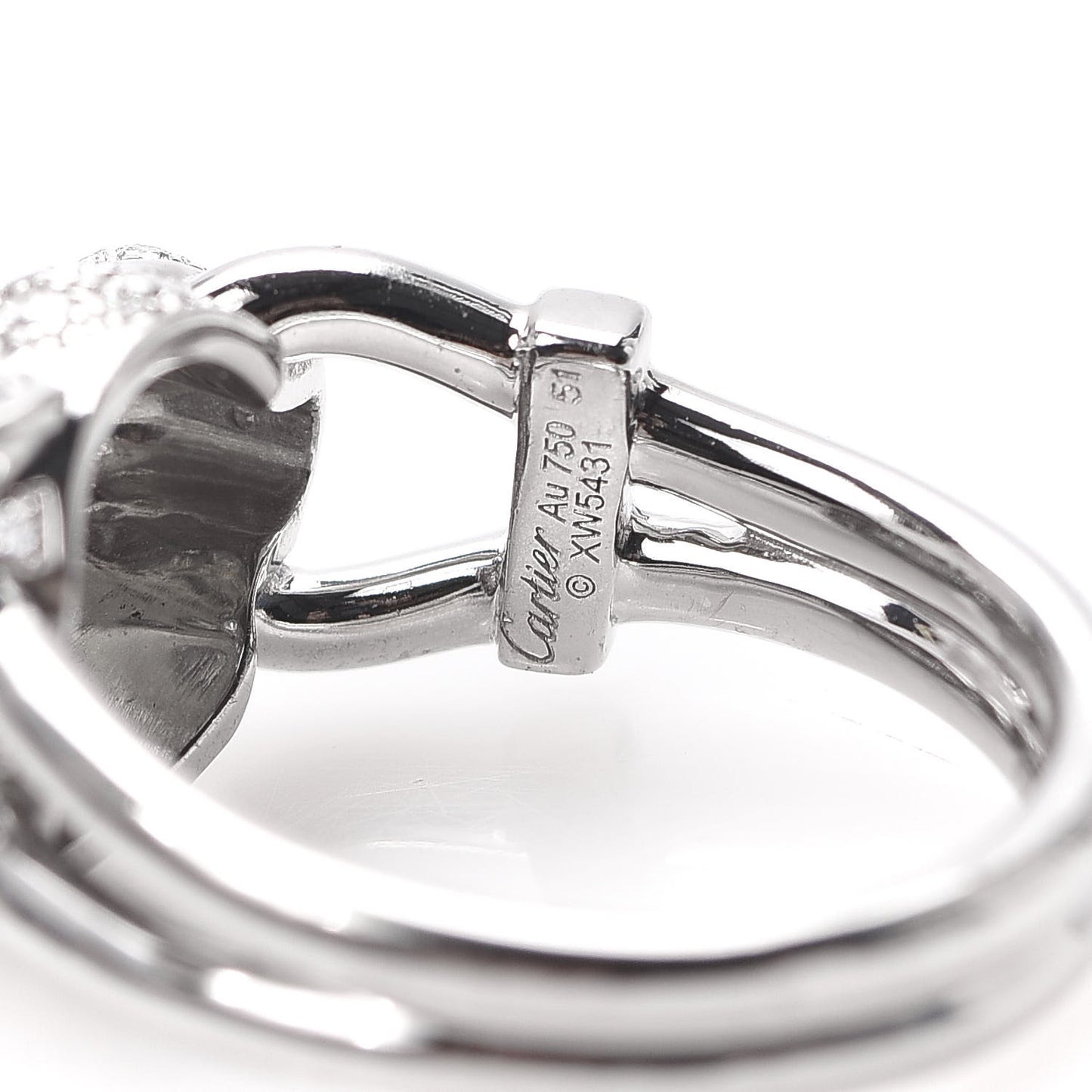 18K White Gold Diamond Emerald Black Onyx Panthere de Ring 51 5.75