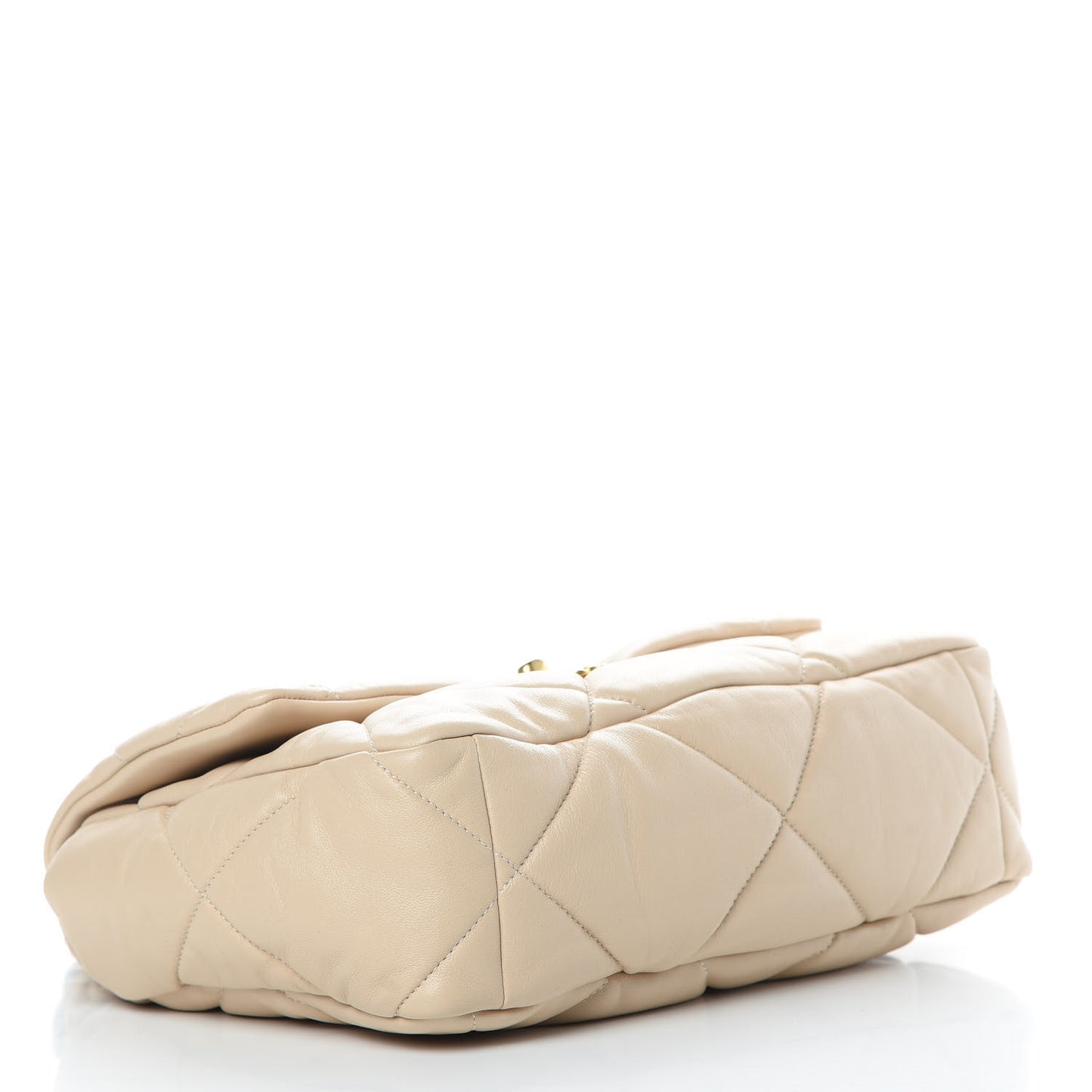 Lambskin Quilted Large 19 Flap Beige