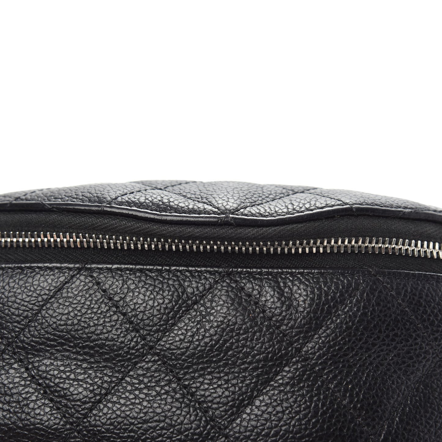 Grained Calfskin Quilted Waist Belt Bag Black
