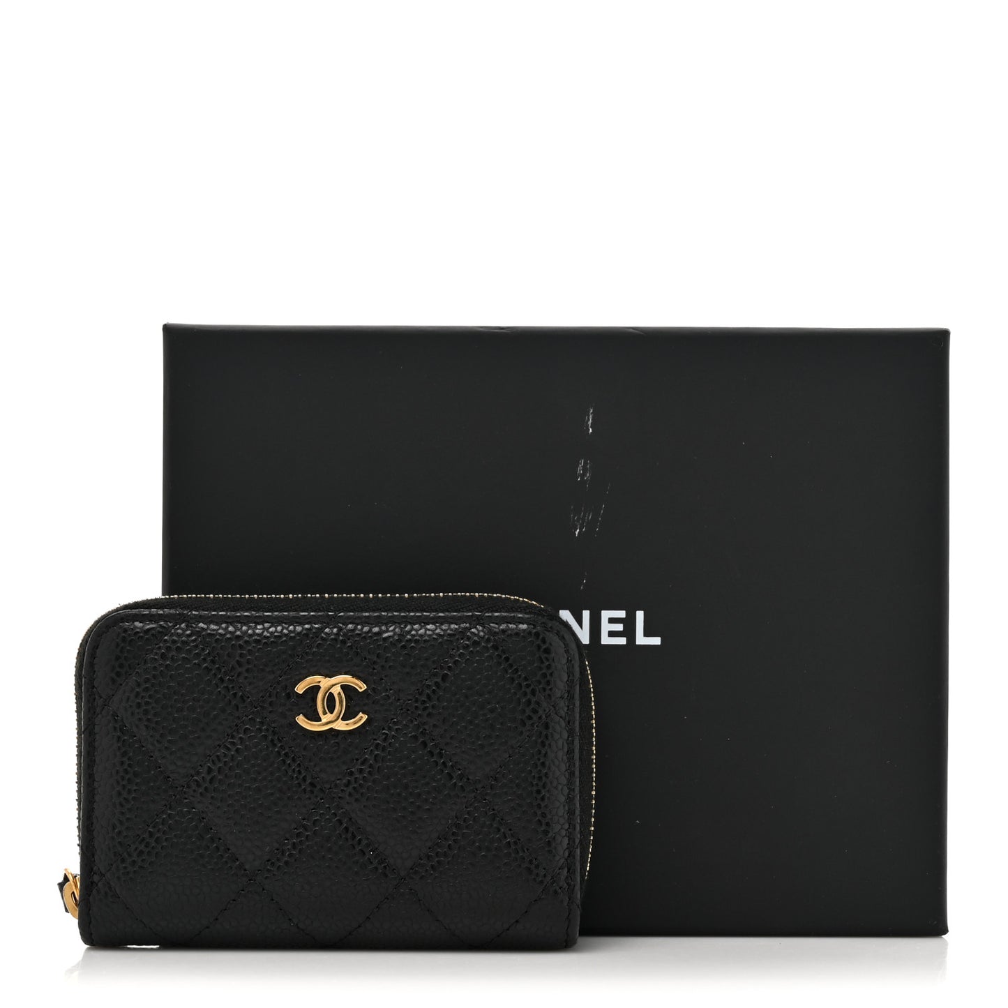 Caviar Quilted Classic Zipped Coin Purse Black