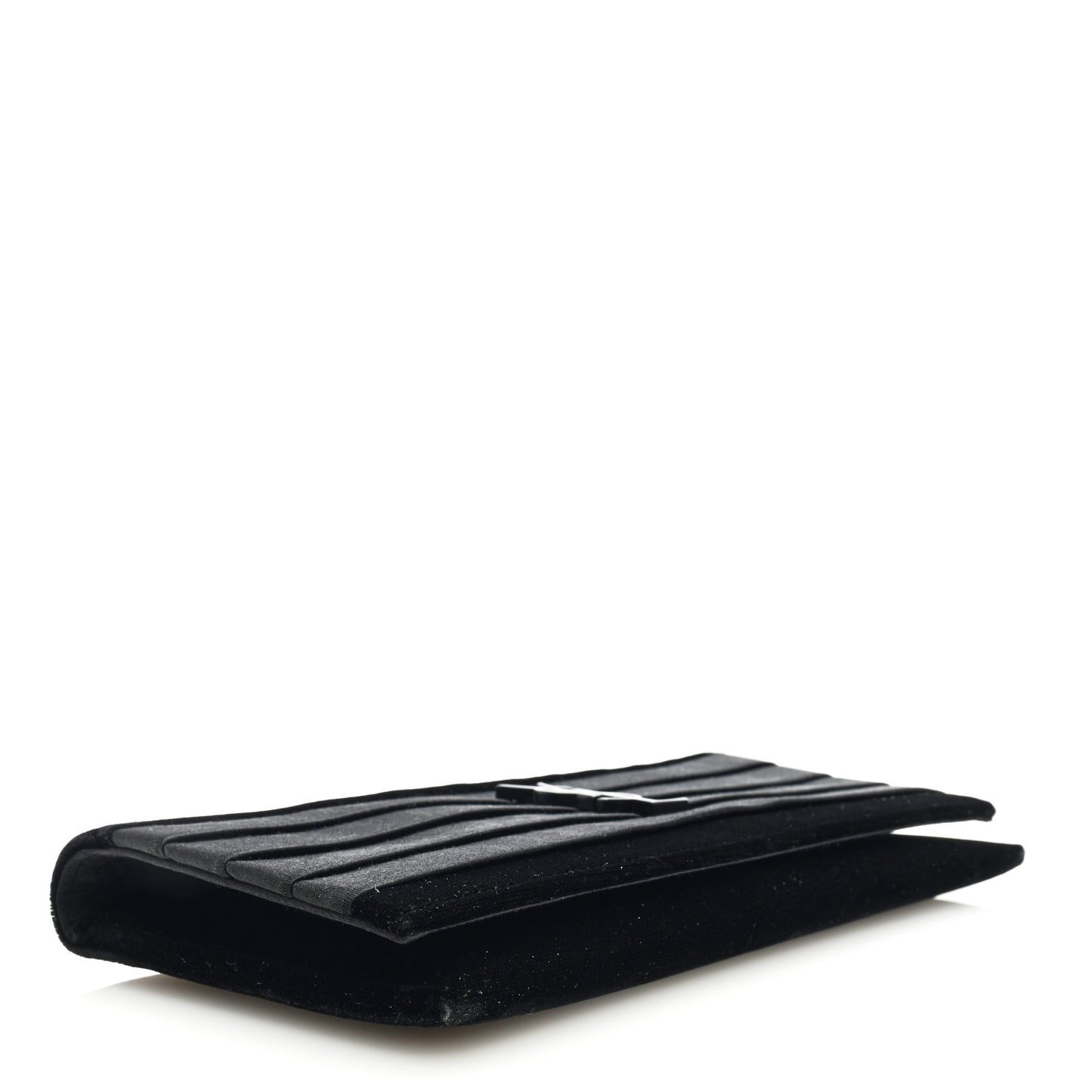 Velvet Satin Monogram Smoking Clutch Black
