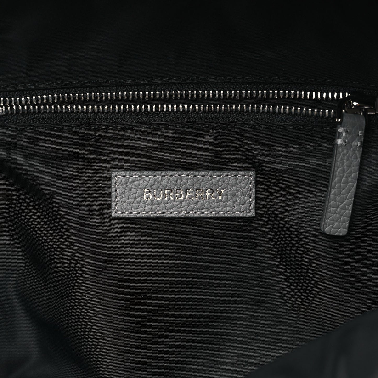 Calfskin Logo Embossed Backpack Charcoal Grey
