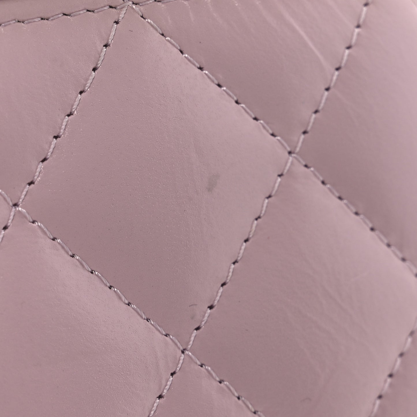 Shiny Lambskin Quilted Top Handle Vanity Case With Chain Pink
