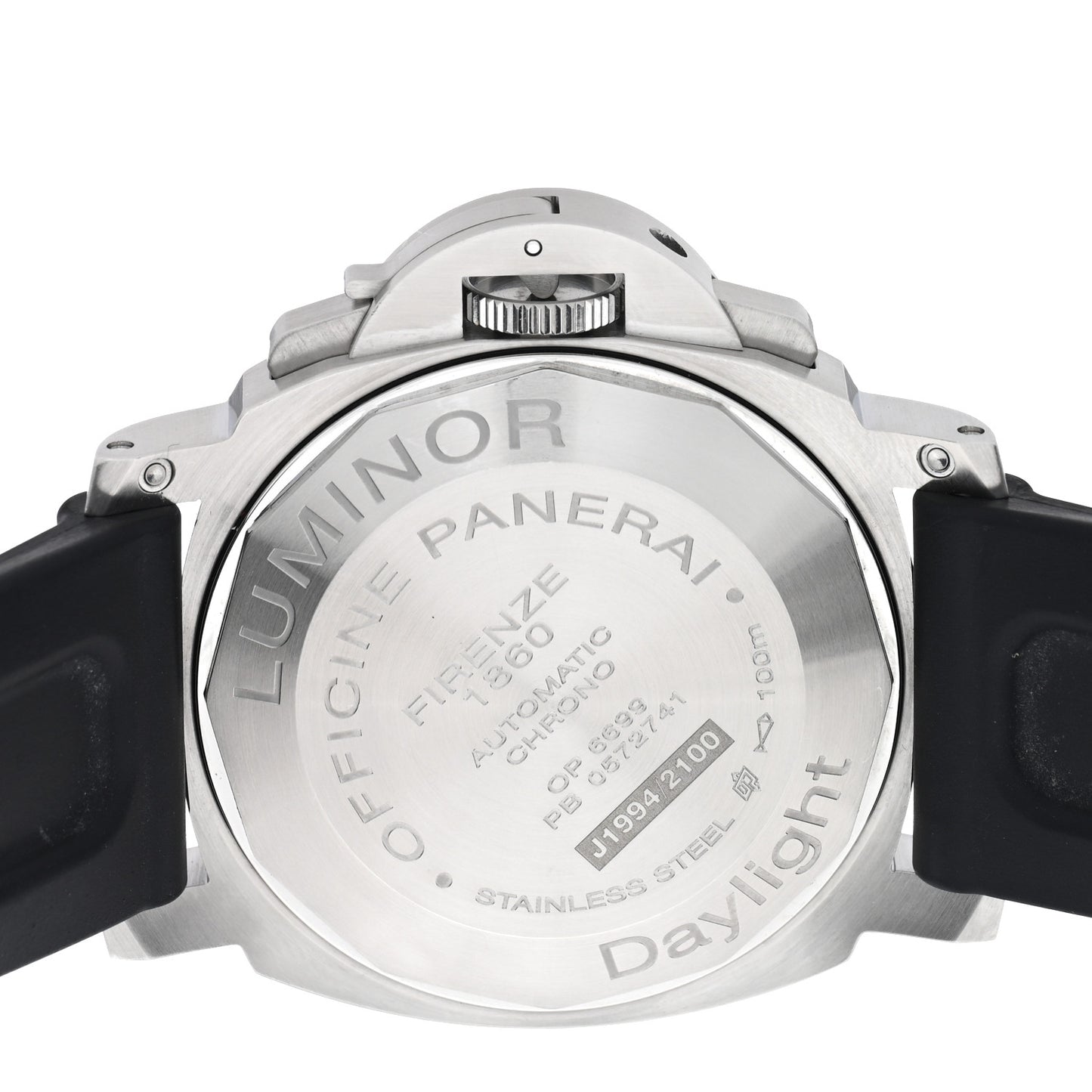 Stainless Steel Rubber 44mm Luminor Daylight Chronograph Automatic Watch Black PAM00250