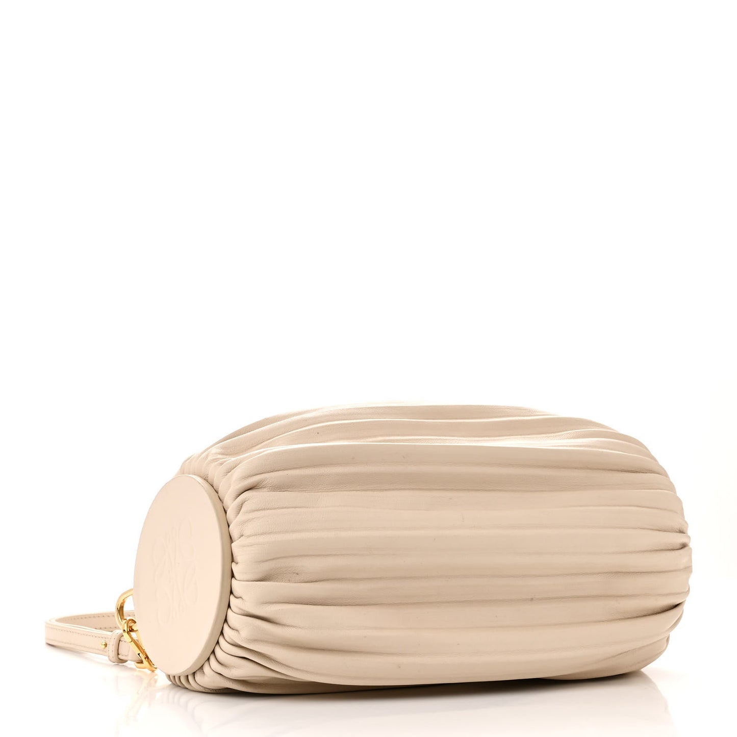 Lambskin Pleated Bracelet Pouch Shoulder Bag White