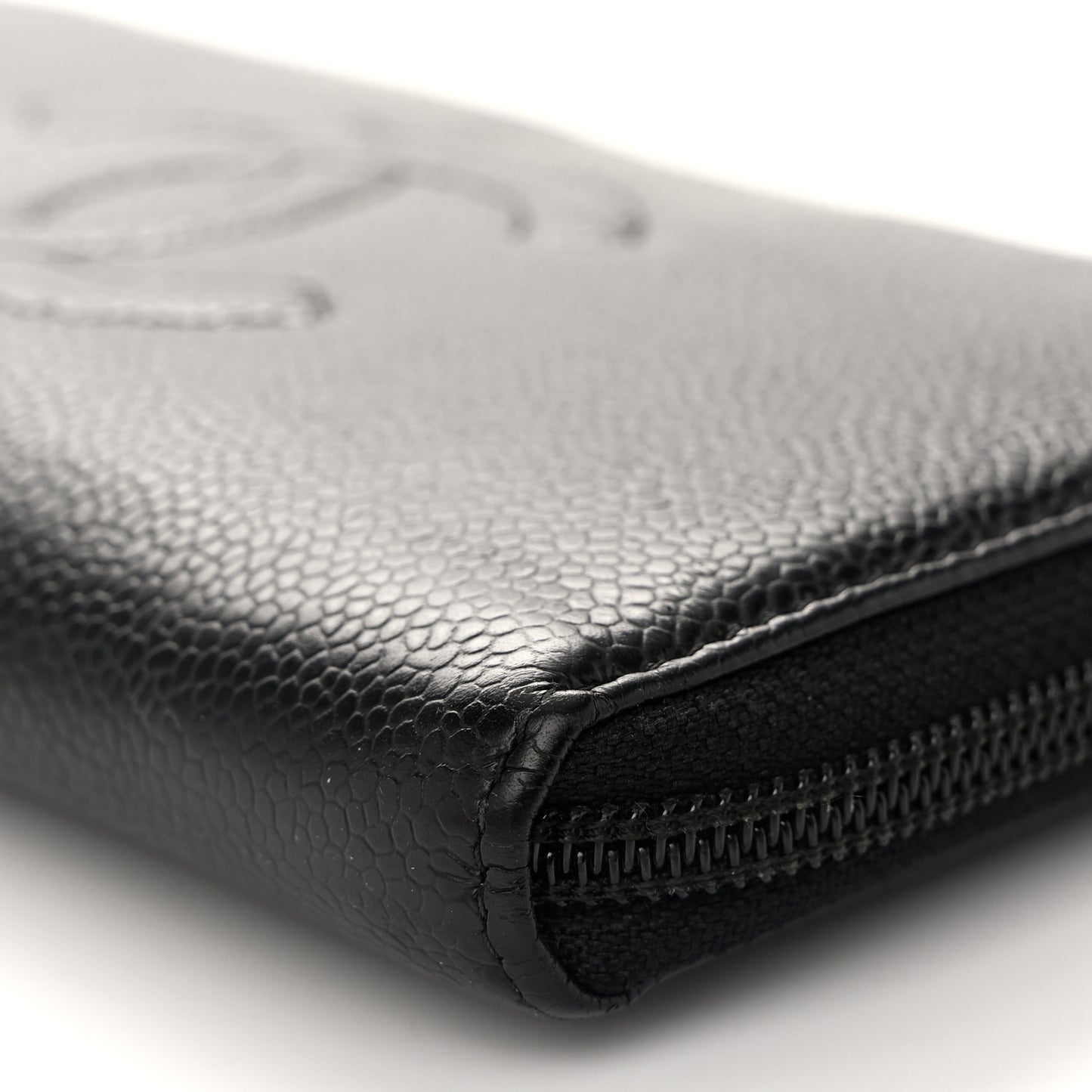 Caviar Large Timeless CC Zip Around Wallet Black