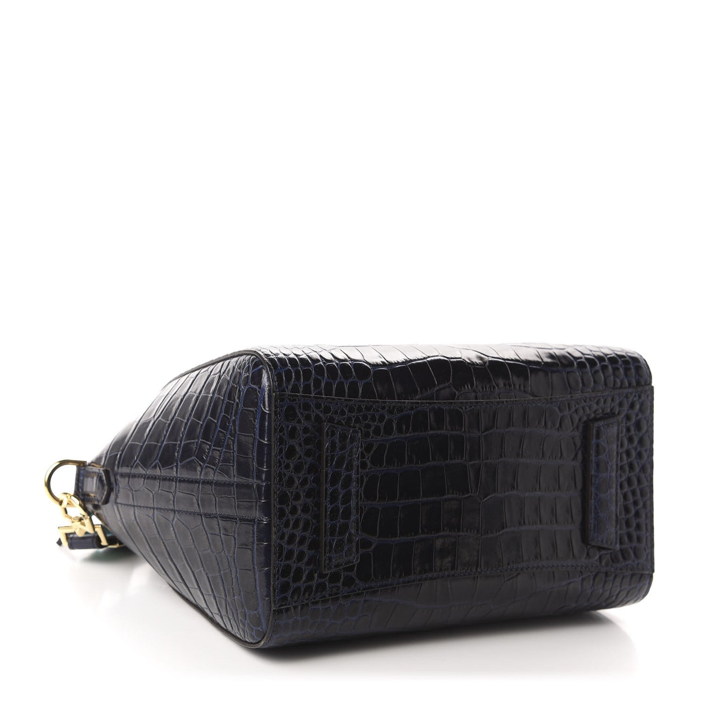 Calfskin Crocodile Embossed Small Antigona Deep Blue