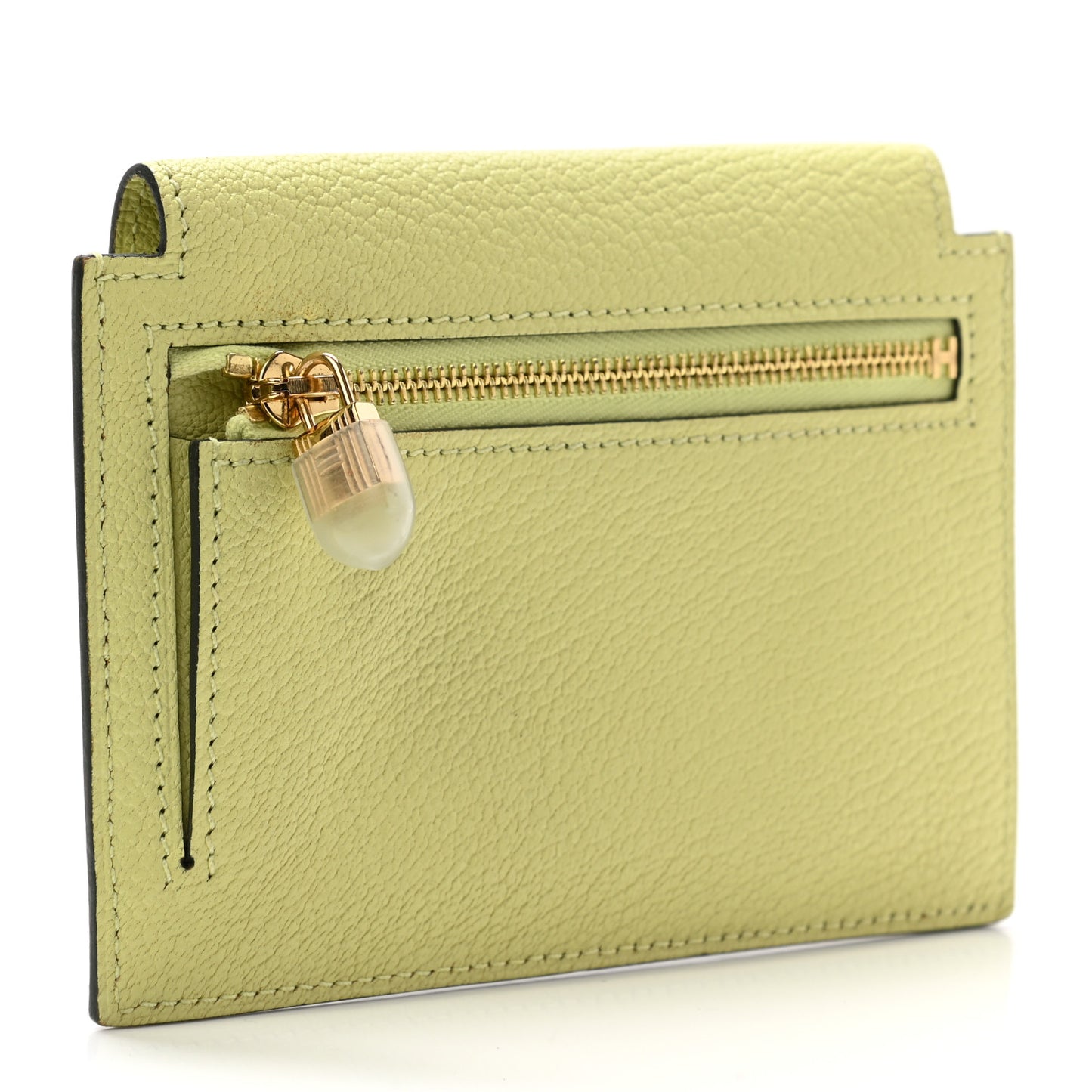 Chevre Mysore Kelly Pocket Compact Wallet Jaune Bourgeon