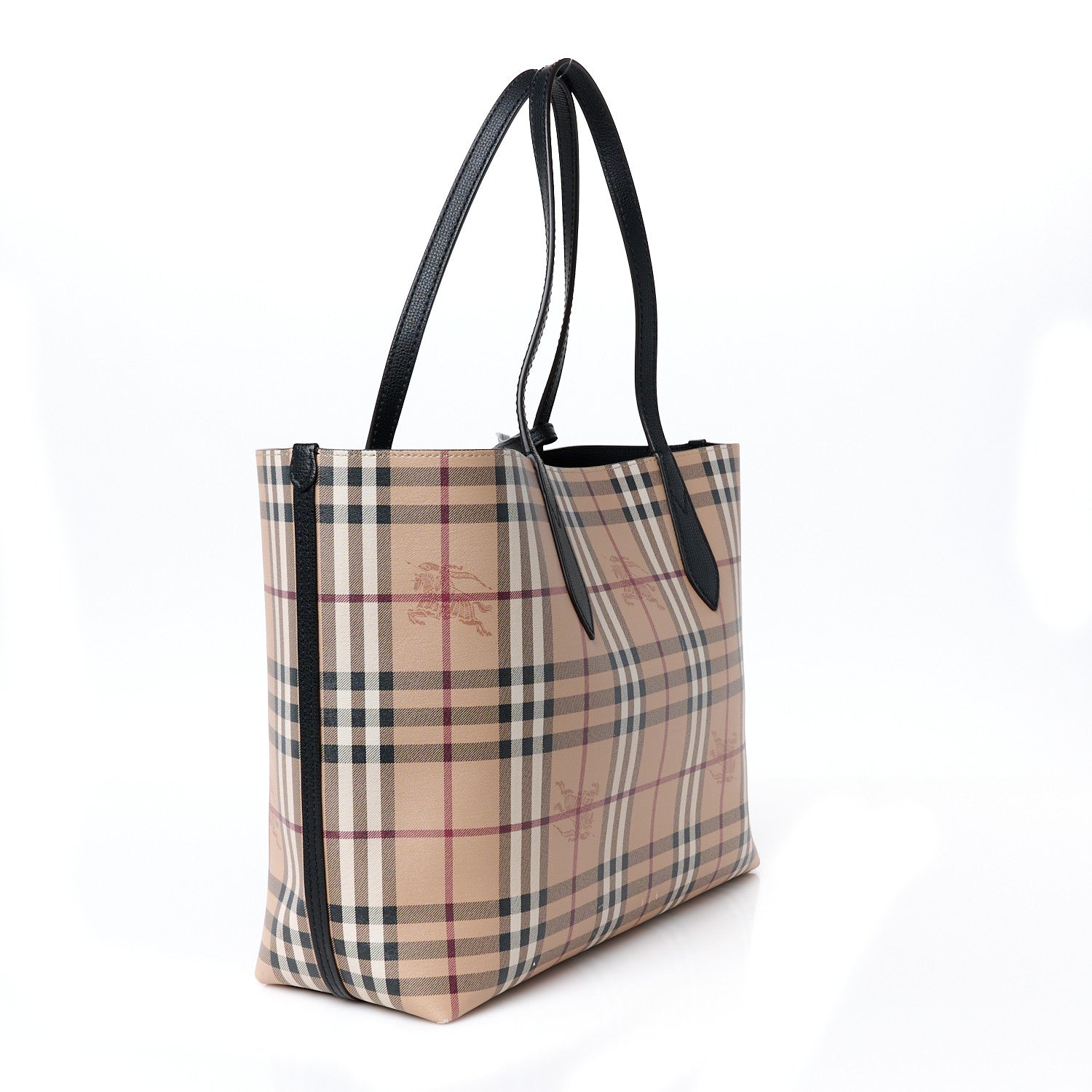 Burberry Grainy Calfskin Haymarket Check Medium Reversible Tote Black 4 of 17
