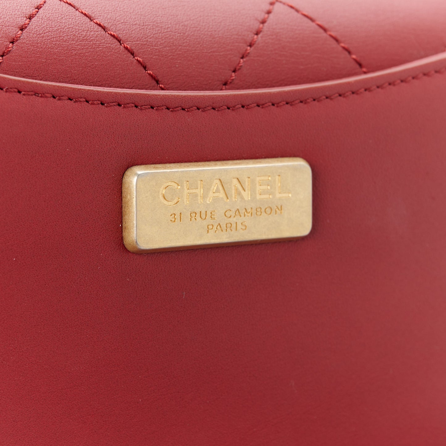 Calfskin Stitched Flap Red