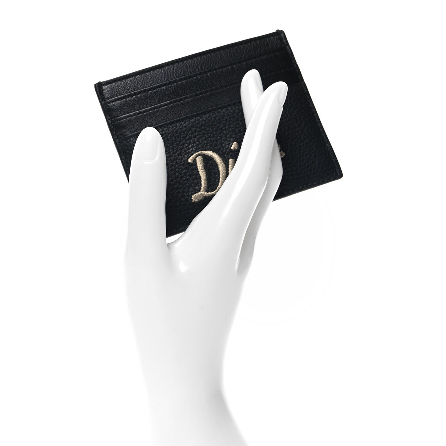 X SHAWN STUSSY Grained Calfskin Ox Head Card Holder Black
