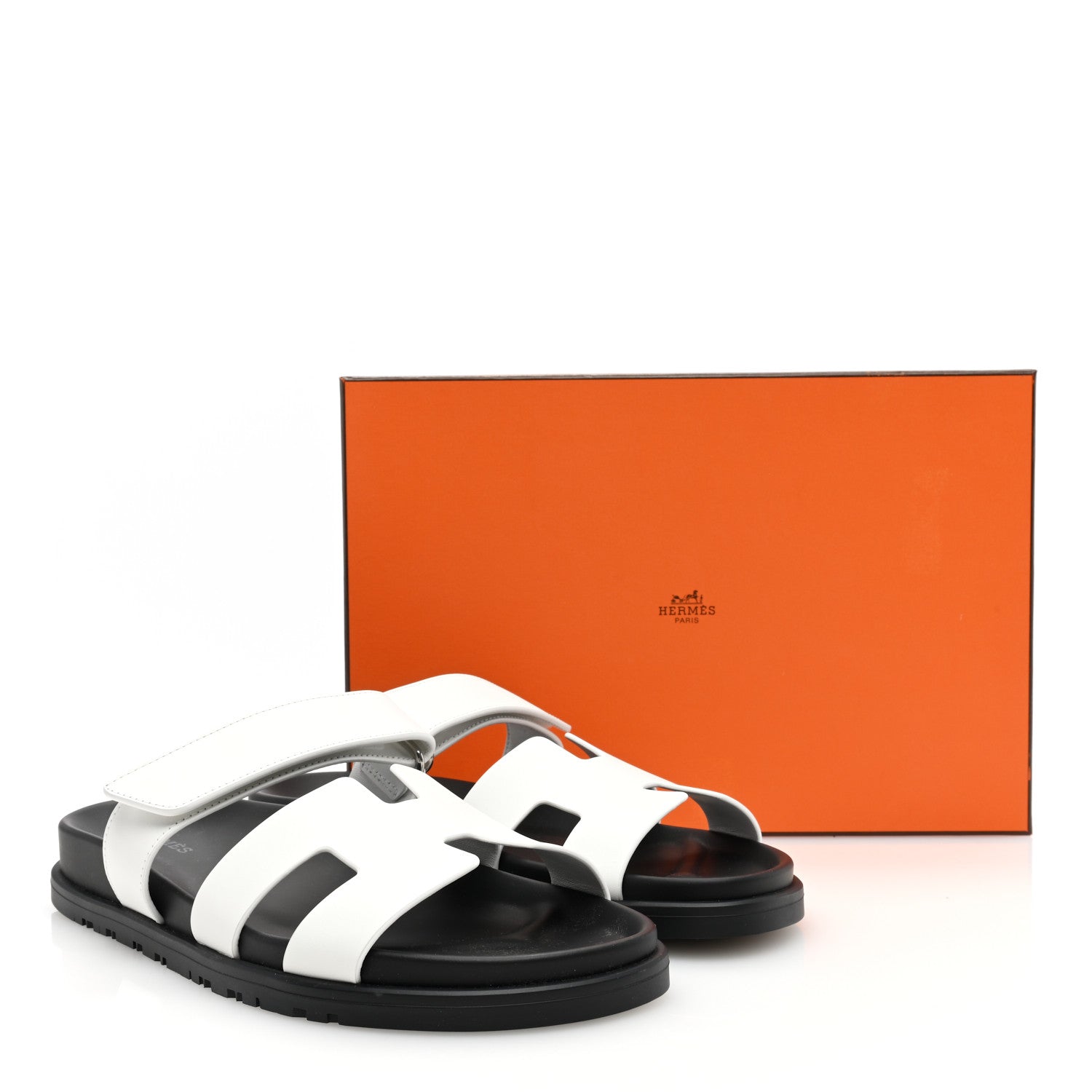Hermes Calfskin Womens Chypre Sandals 39 White 8 of 8