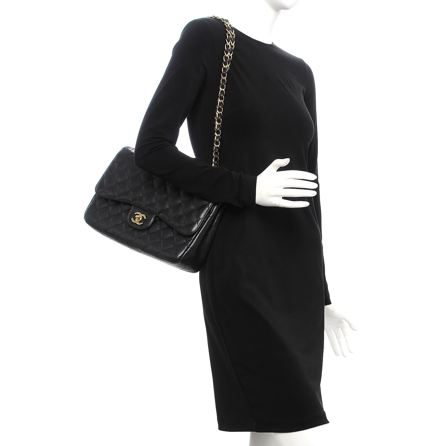 Chanel Caviar Quilted Jumbo Double Flap Black 3 of 16