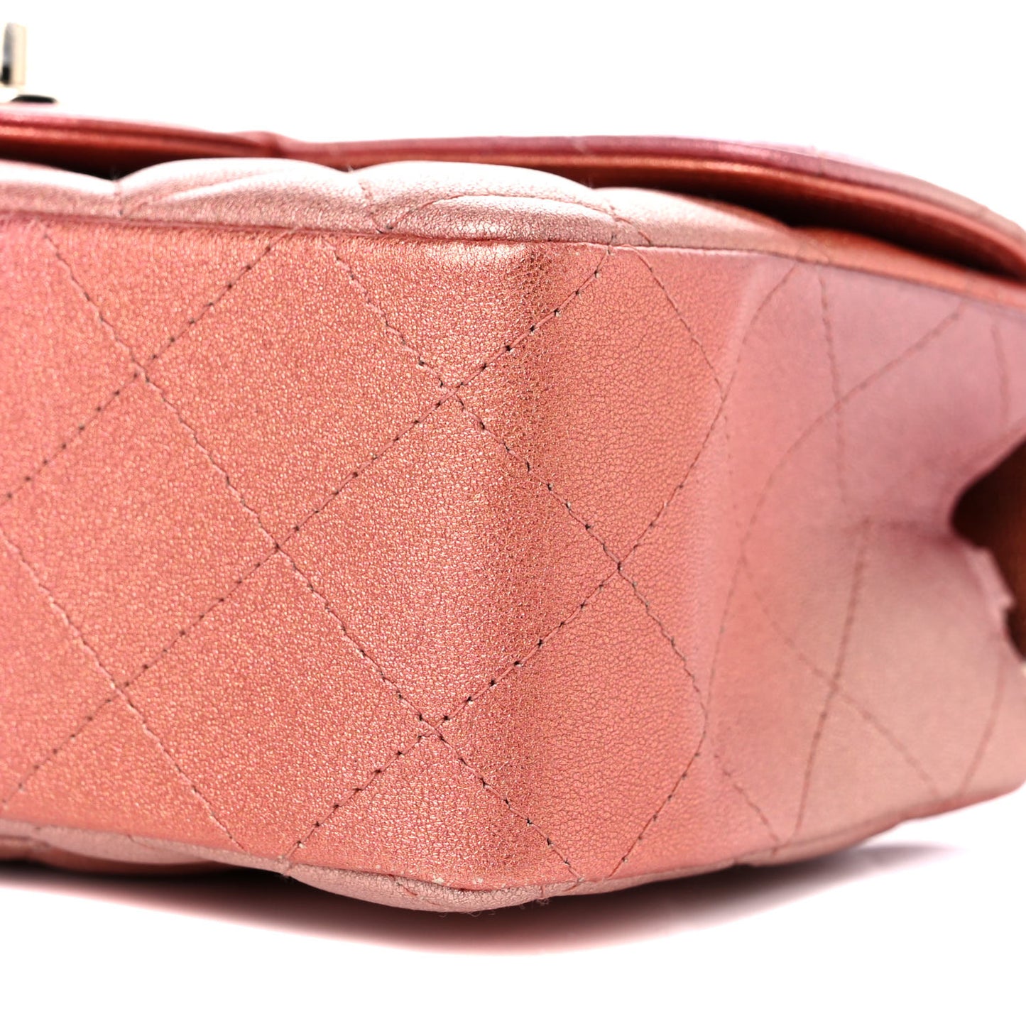 Metallic Lambskin Quilted Ombre Mini Rectangular Flap Pink
