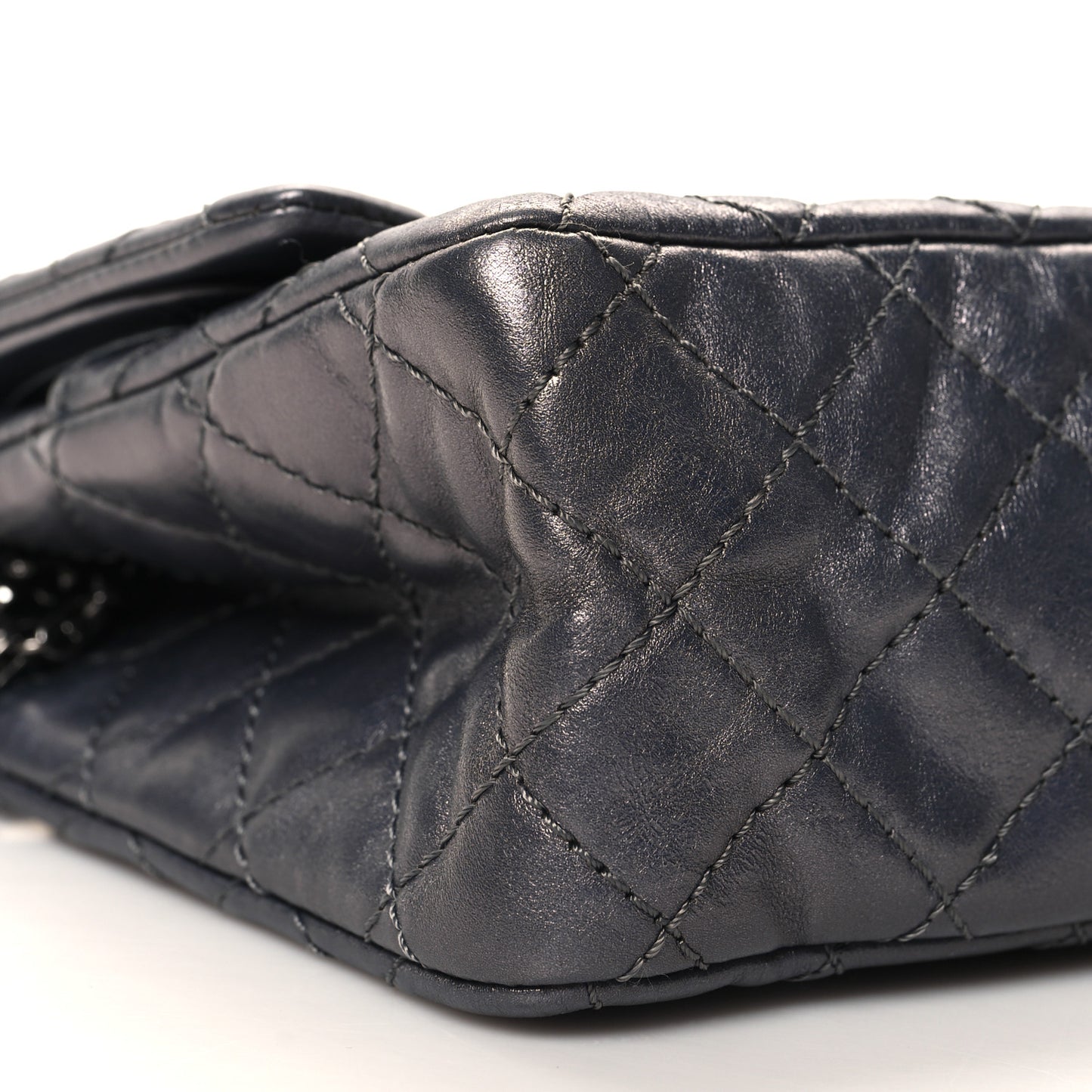 Metallic Aged Calfskin 2.55 Reissue 225 Flap Dark Silver