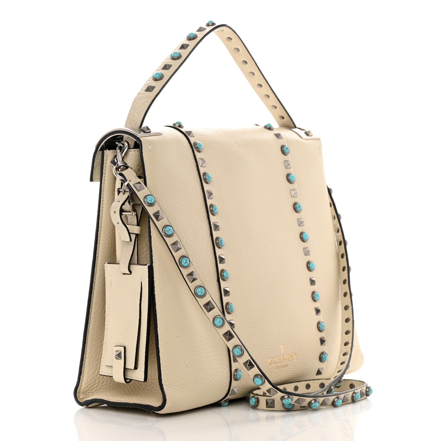 Valentino Garavani Grainy Calfskin My Rockstud Rolling Frame Bag Light Ivory 3 of 11