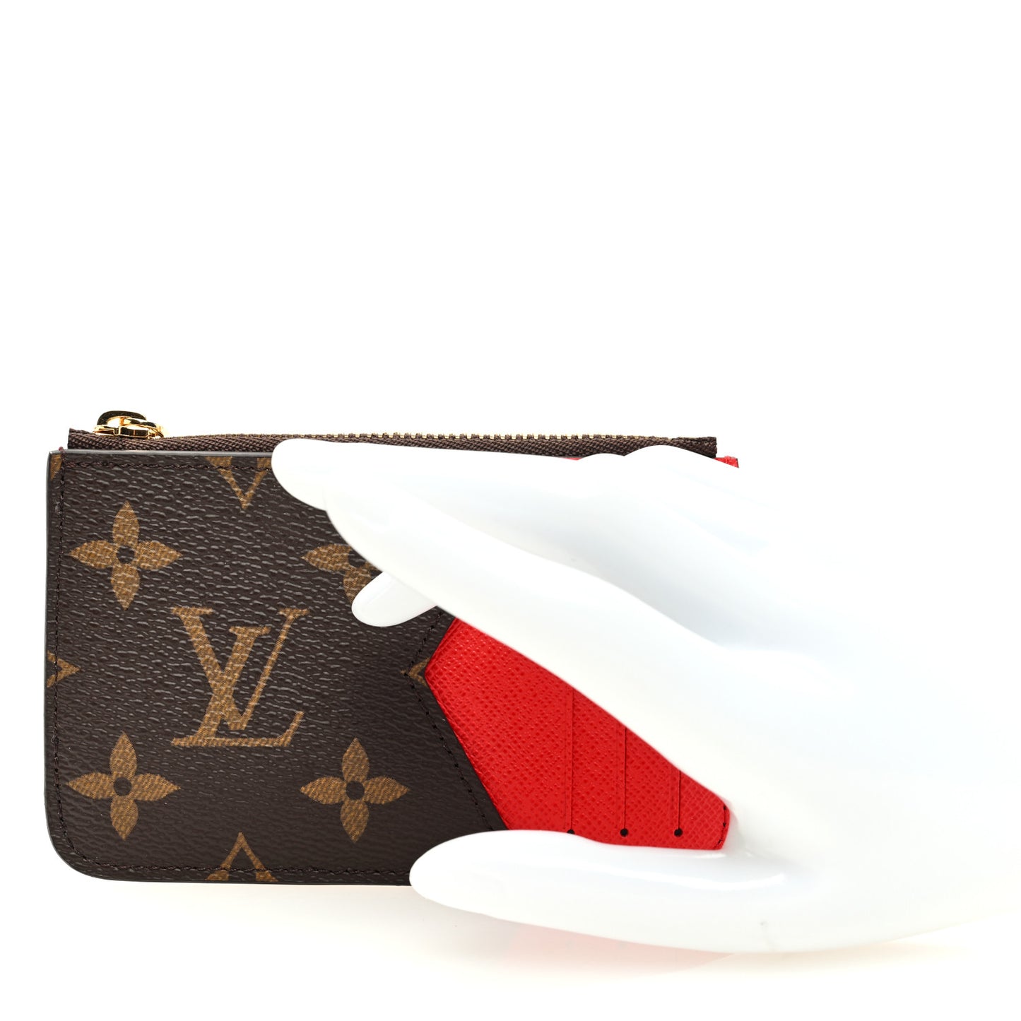Monogram Zipped Romy Card Holder Red