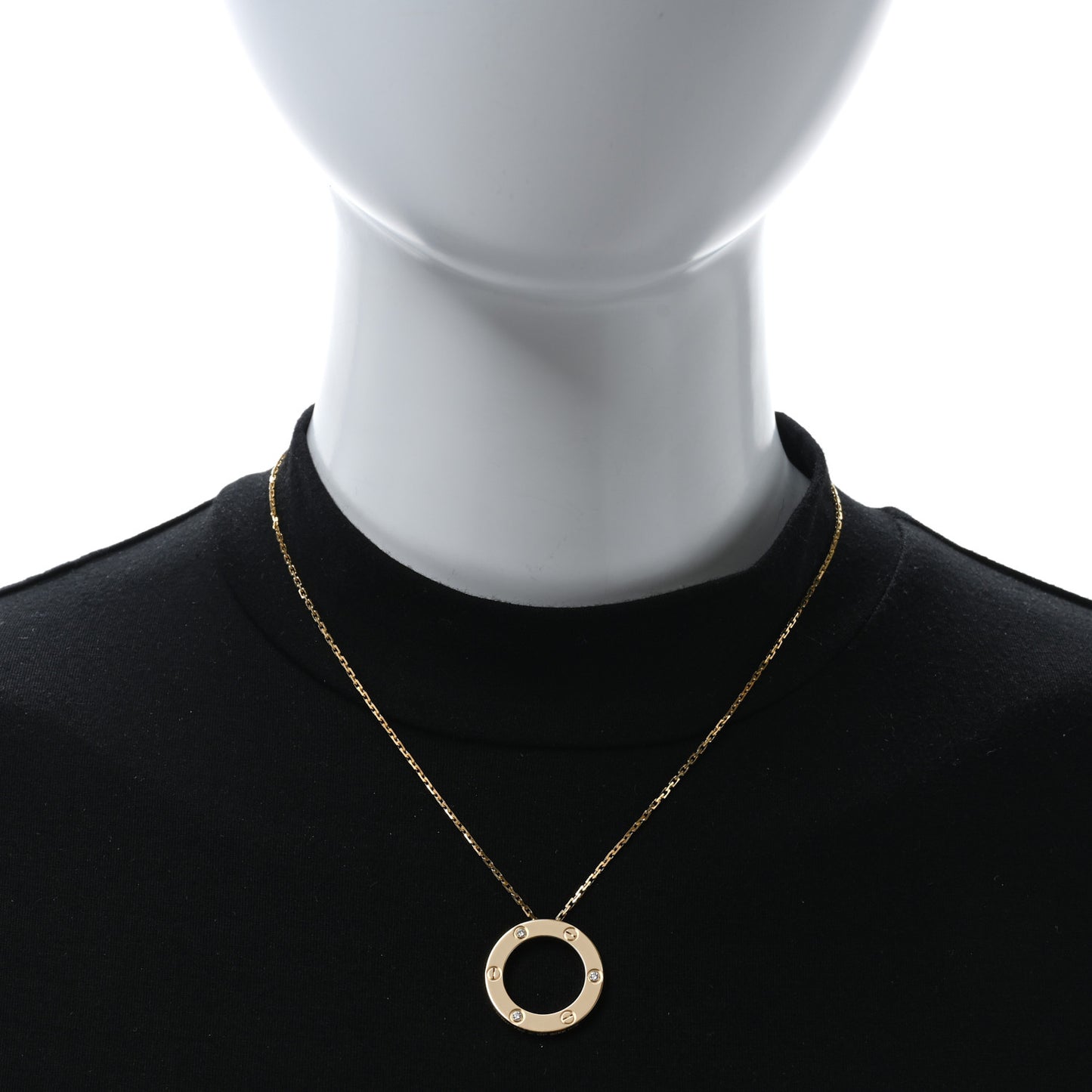 18K Yellow Gold 3 Diamonds LOVE Pendant Necklace