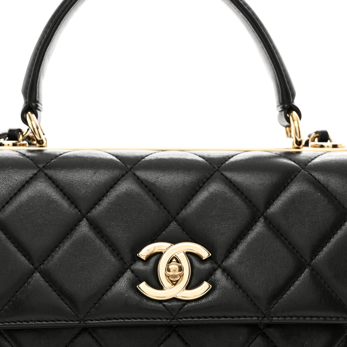 Lambskin Quilted Small Trendy CC Dual Handle Flap Bag Black