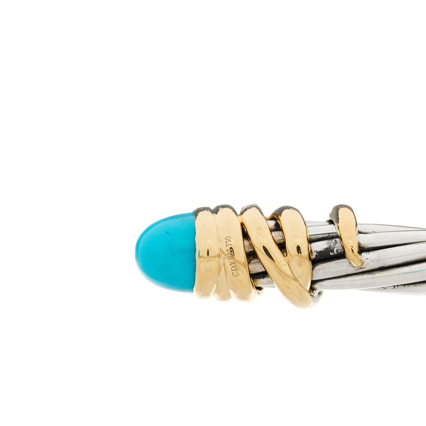 Sterling Silver 18K Yellow Gold Diamond Turquoise 6mm Helena Cuff Bracelet