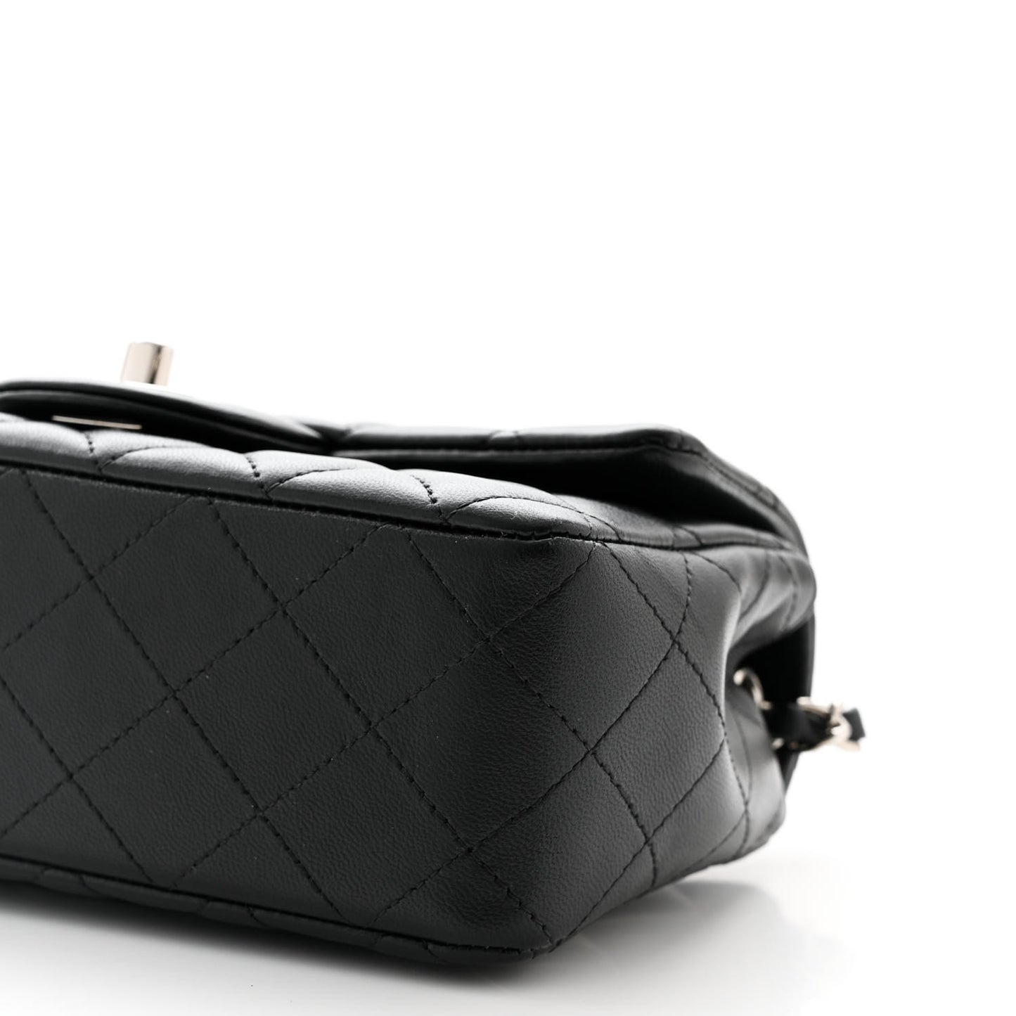 Lambskin Quilted Mini Rectangular Flap Black