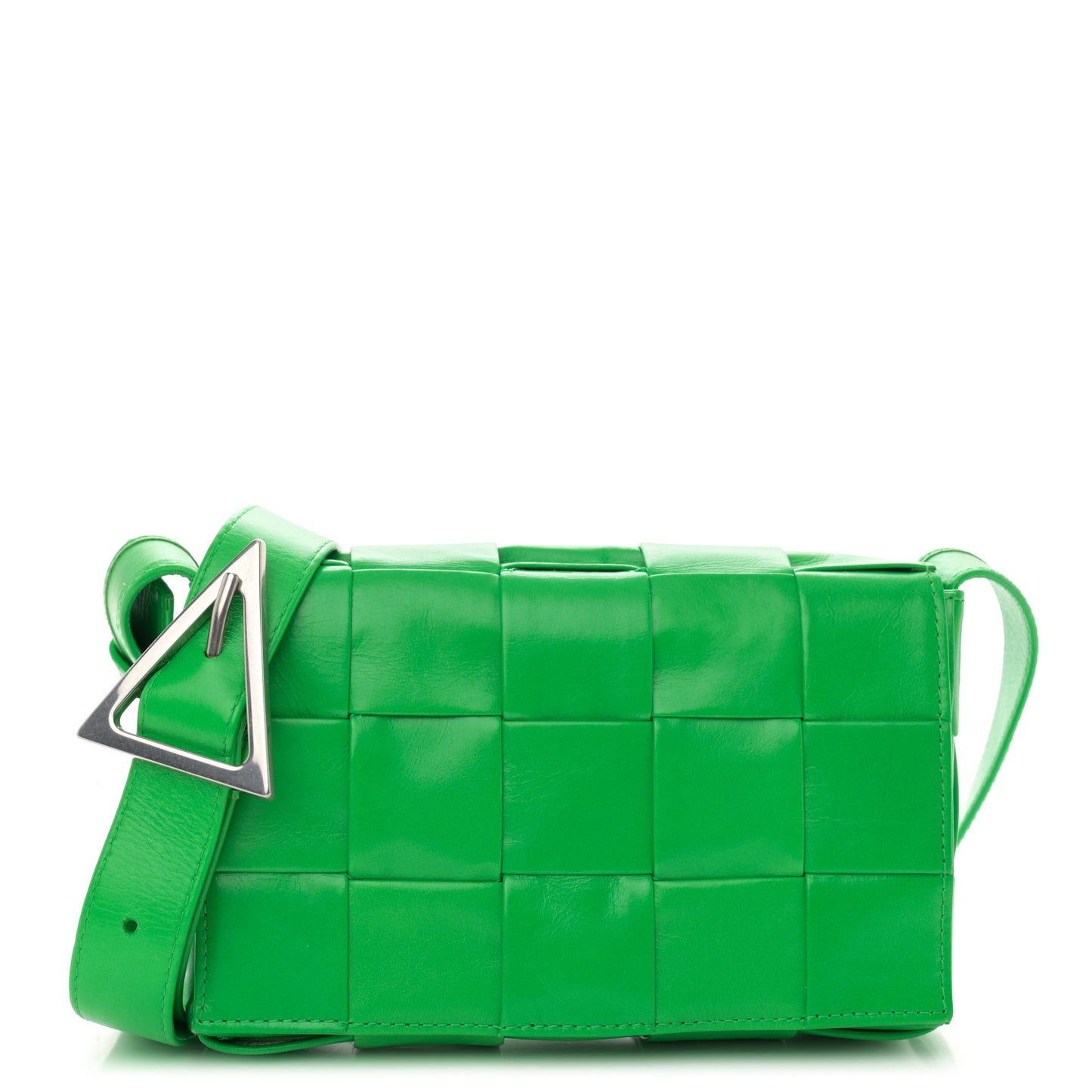 Paper Calfskin Maxi Intrecciato Small Cassette Crossbody Bag Grass
