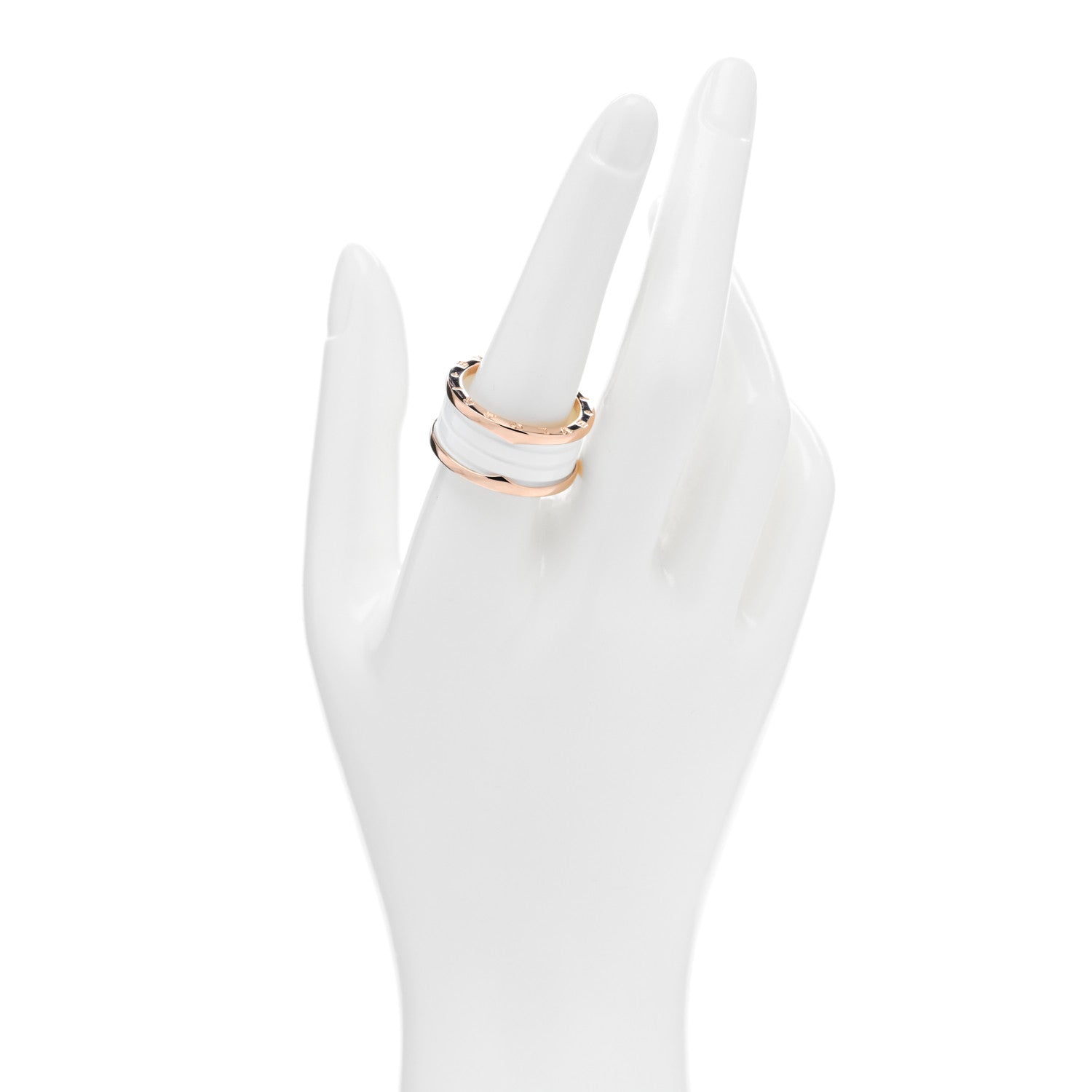 Bulgari 18K Rose Gold White Ceramic B.Zero1 Four-Band Ring 60 9 2 of 5