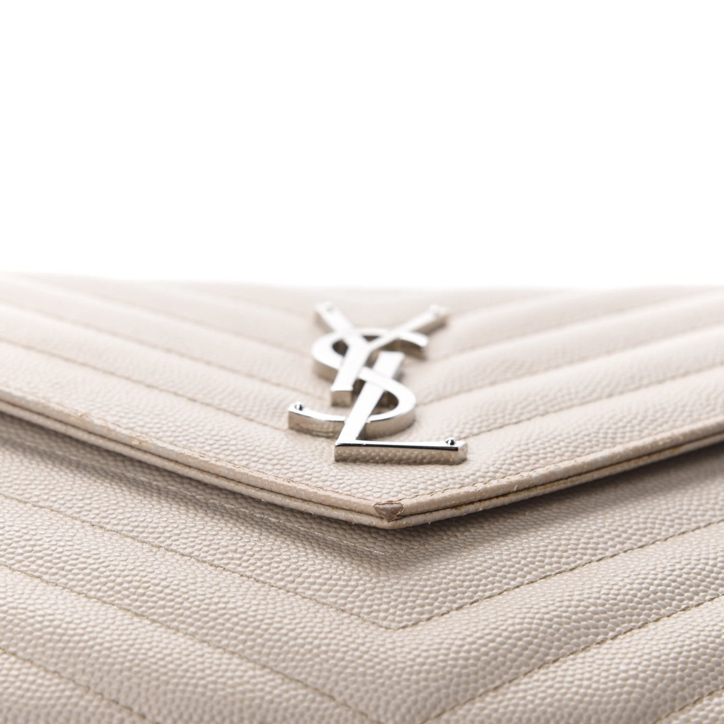 Grain De Poudre Matelasse Chevron Monogram Chain Wallet Nude Powder