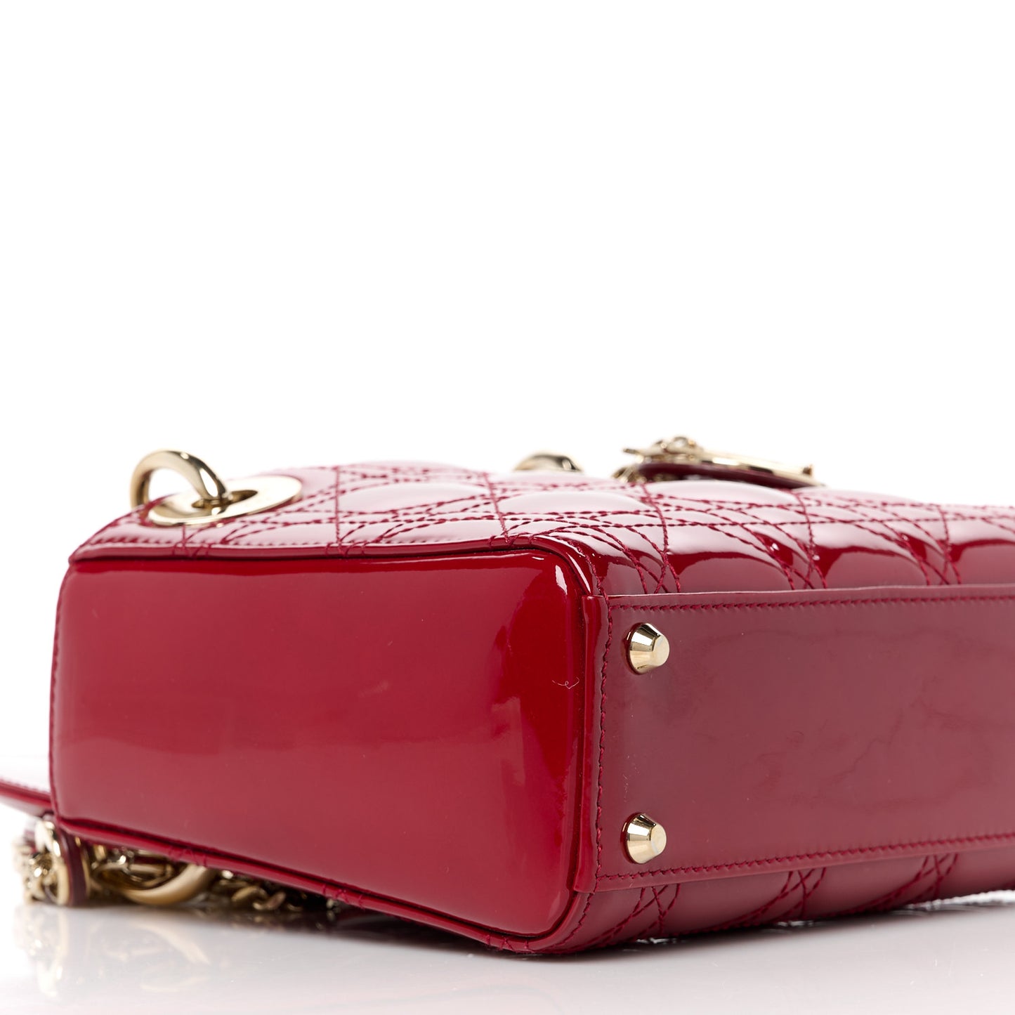 Patent Cannage Mini Lady Dior Red