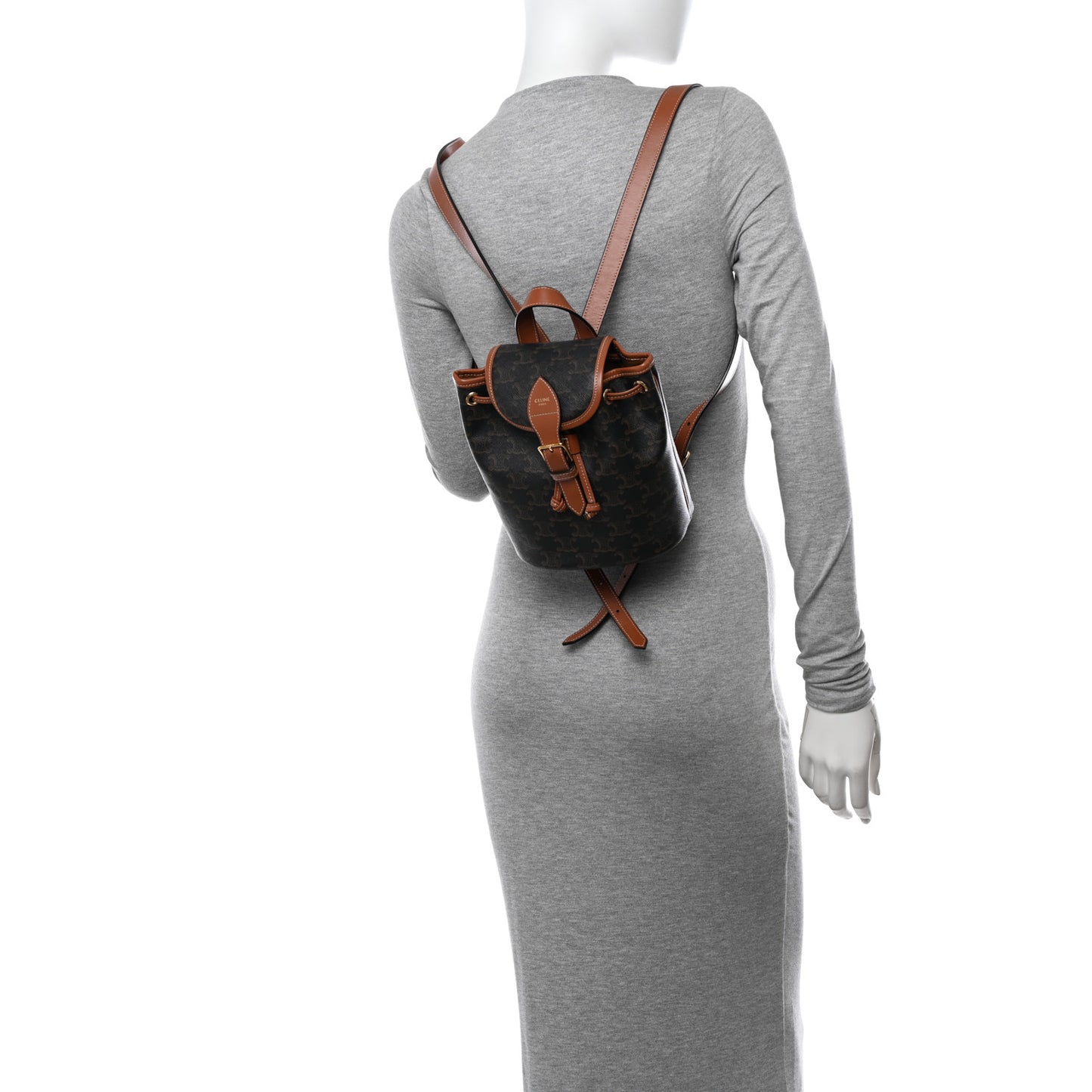 Triomphe Canvas Calfskin Mini Folco Backpack Tan