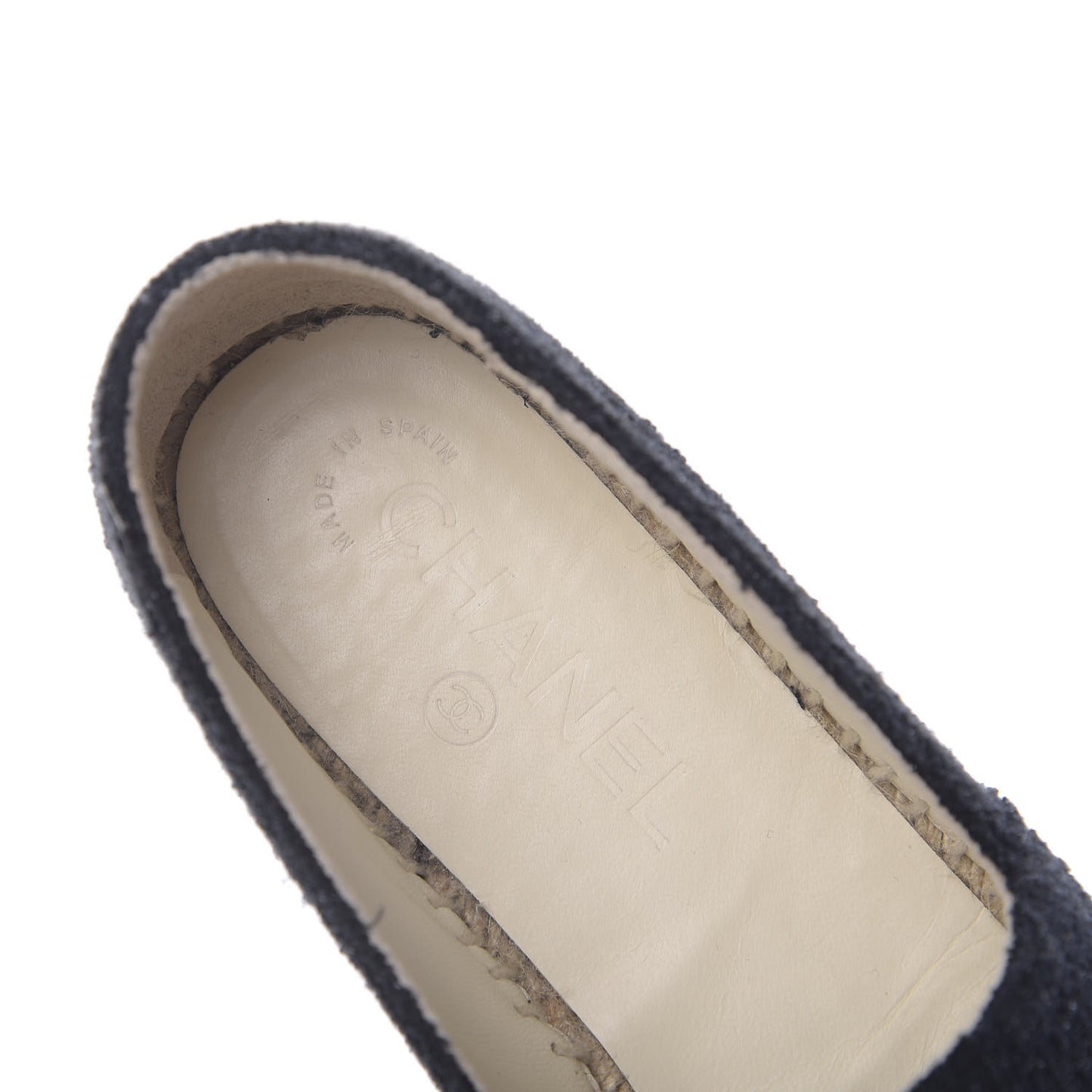 Fabric Patent Calfskin CC Espadrilles 36 Black