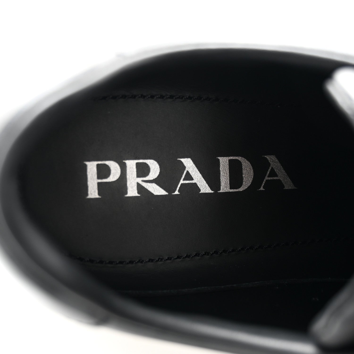 Prada Vitello Soft Triangle Logo Low Top 45mm Sneakers 40 Black White 9 of 14