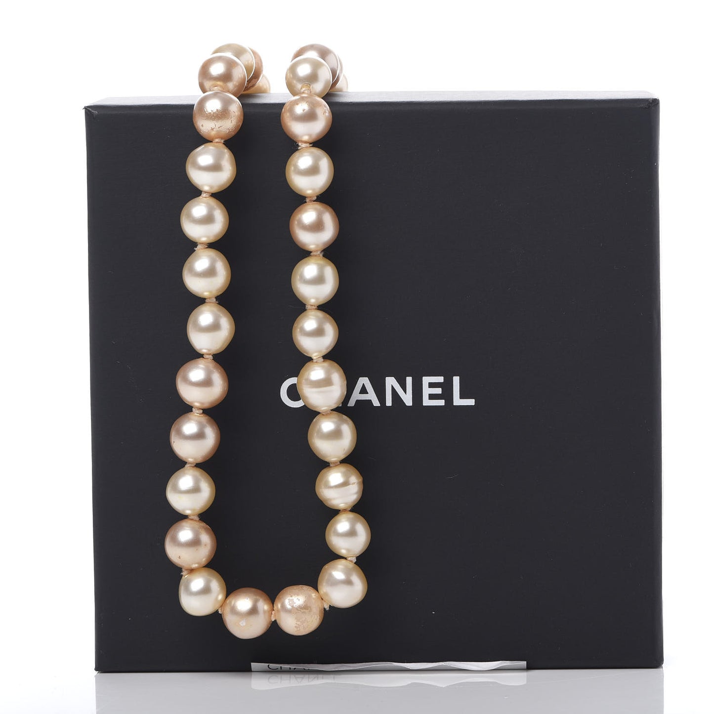 Pearl CC Long Necklace Gold Pink